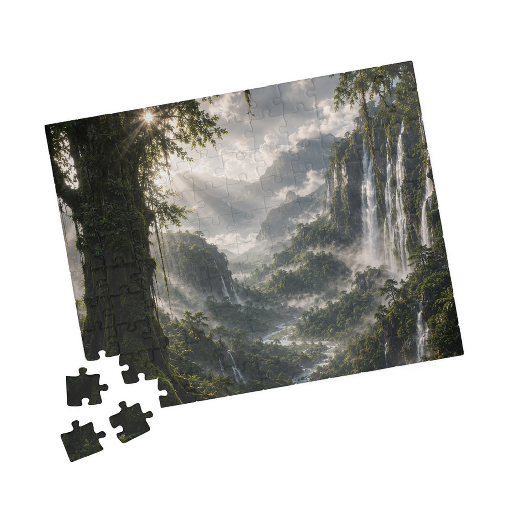 Mystic Waterfall Landscape Puzzle — Scenic Nature Jigsaw (110/252/520/1014 pc)
