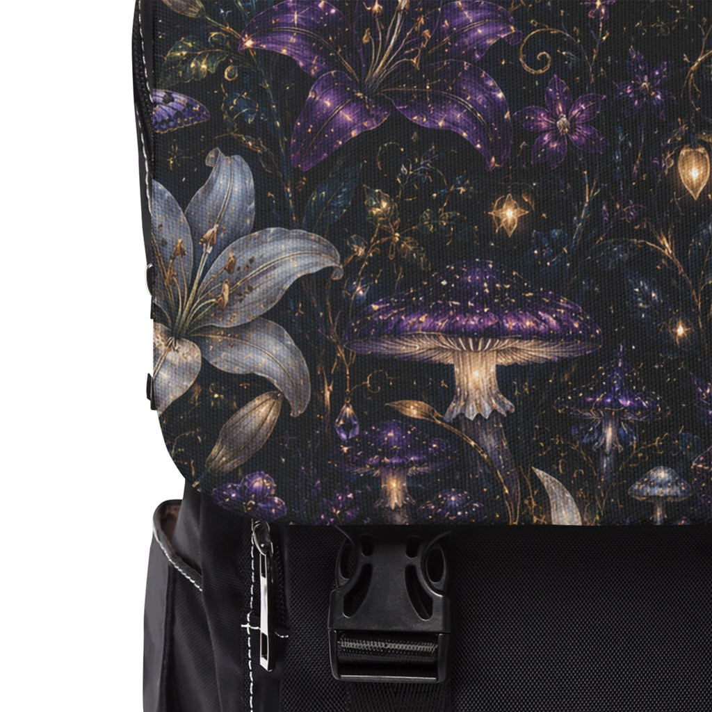 Mystic Night Moth Shoulder Backpack — Floral Moonlight Casual Shoulder Bag