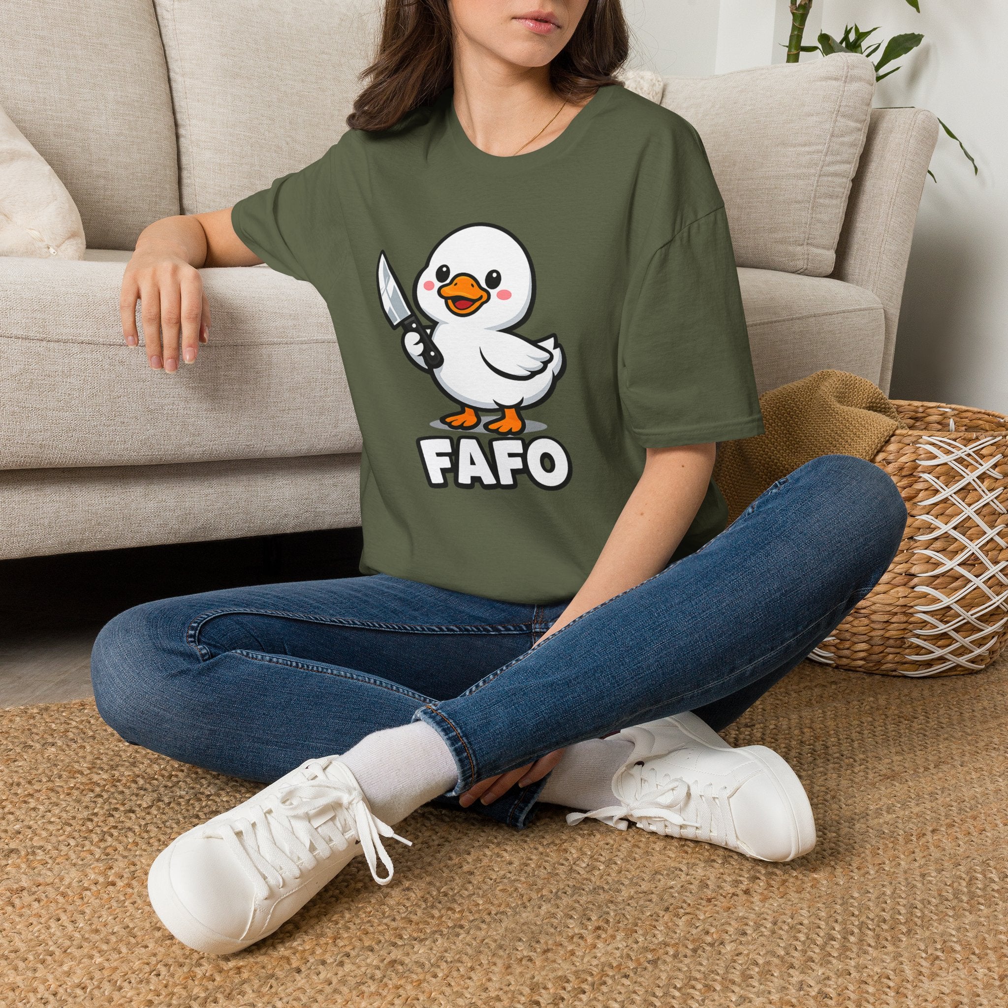 Duck with Knife T-Shirt – Cute FAFO Graphic Tee