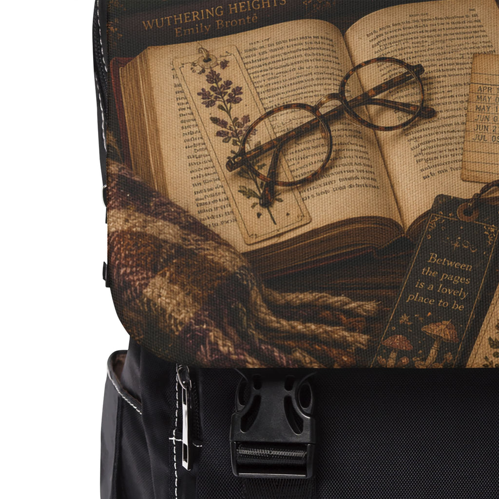 Vintage Booklover Shoulder Backpack — Literary Print Shoulder Backpack