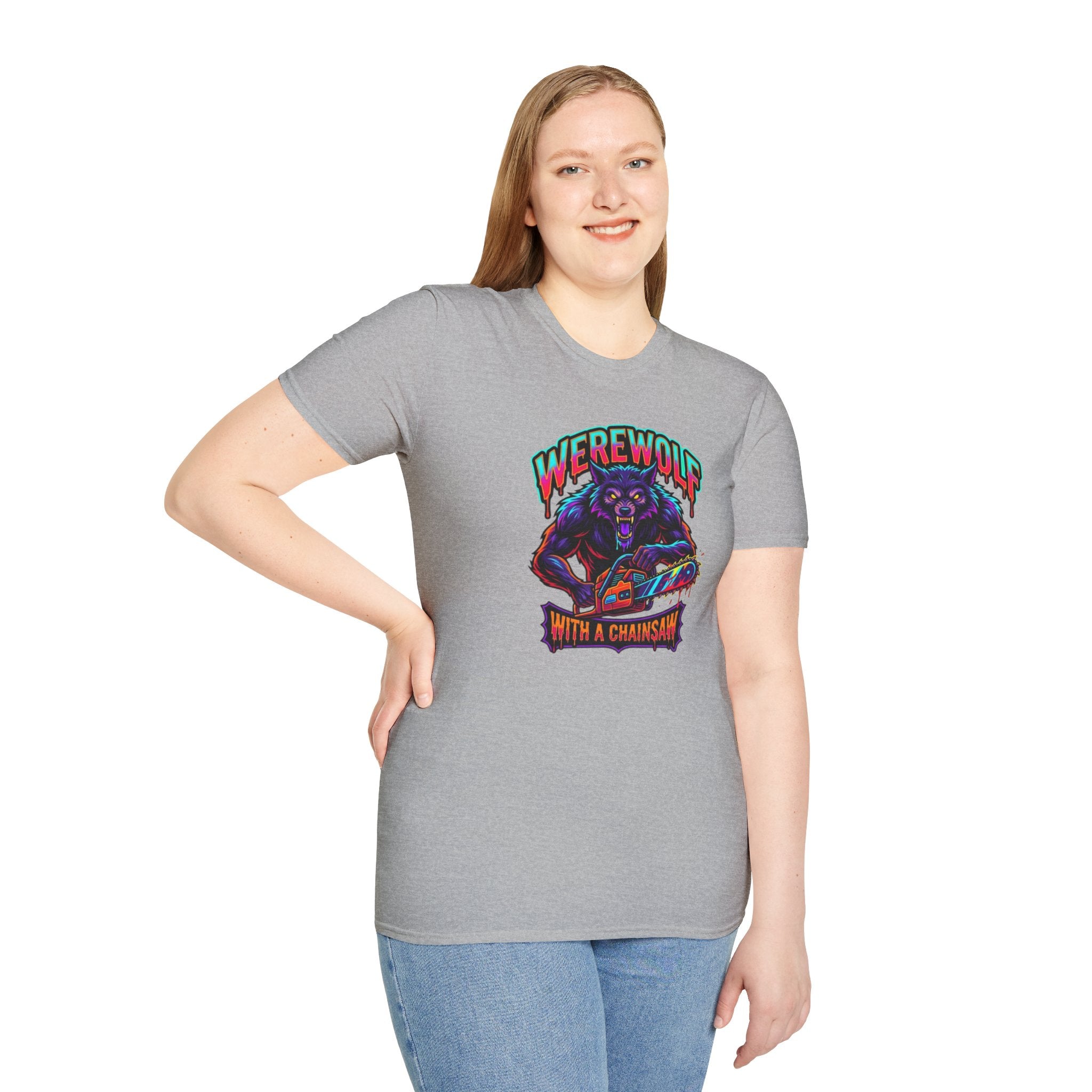 Werewolf T-Shirt — "Werewolf with a Chainsaw" Retro Horror Graphic Tee
