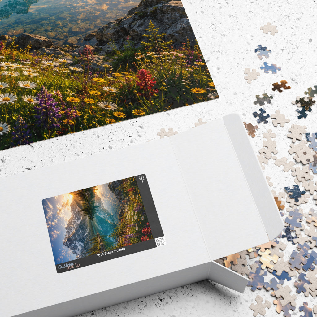 Mountain Lake Sunset Puzzle — Scenic Nature Jigsaw (110–1014 pcs)