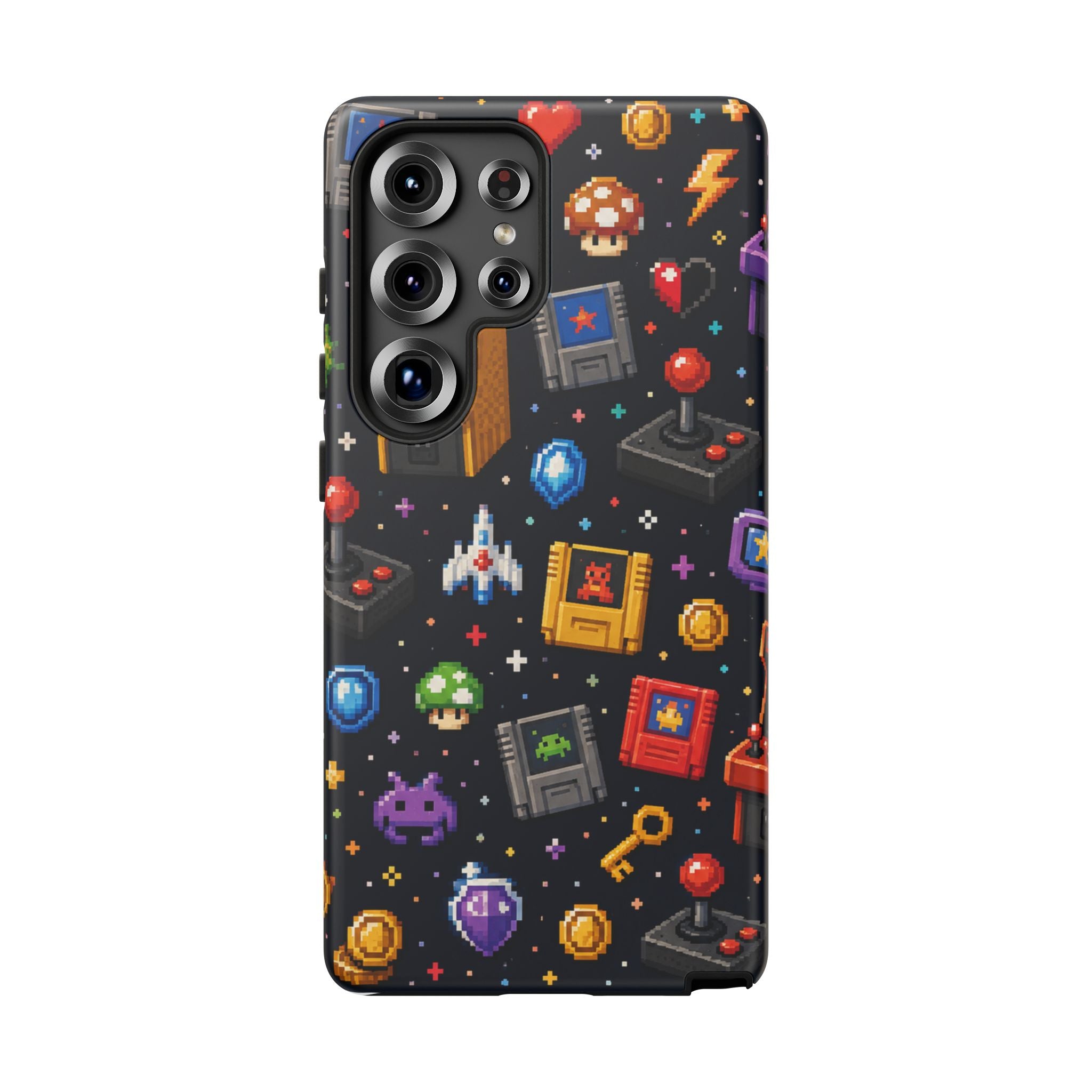 Retro Arcade Pixel Art Phone Case — Gamer Icons Pattern