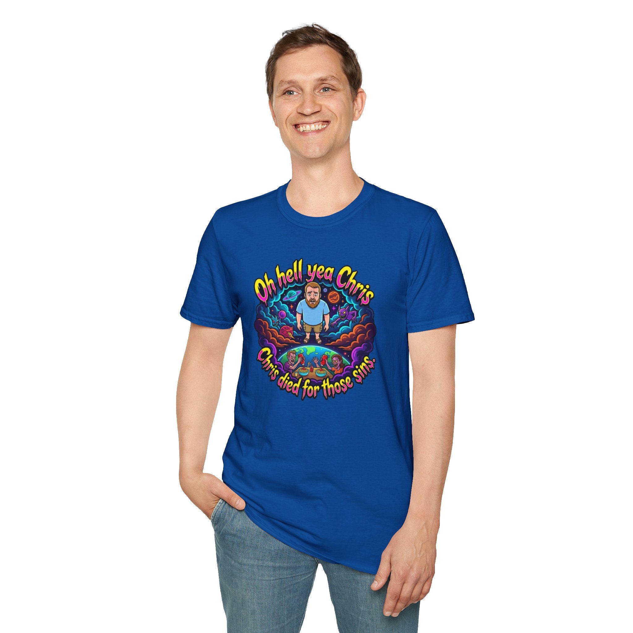T‑Shirt — “Oh Hell Yea Chris” Retro Psychedelic Graphic Tee