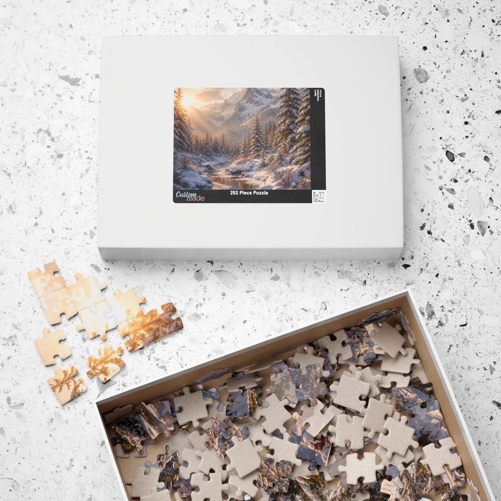 Winter Mountain River Puzzle — Scenic Snowy Landscape Jigsaw (110/252/520/1014 pcs)