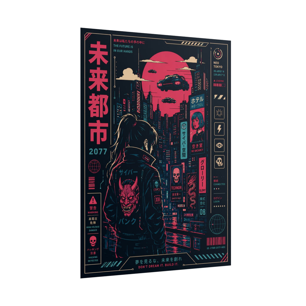 Cyberpunk City Rolled Poster — Neon Dystopia Wall Art