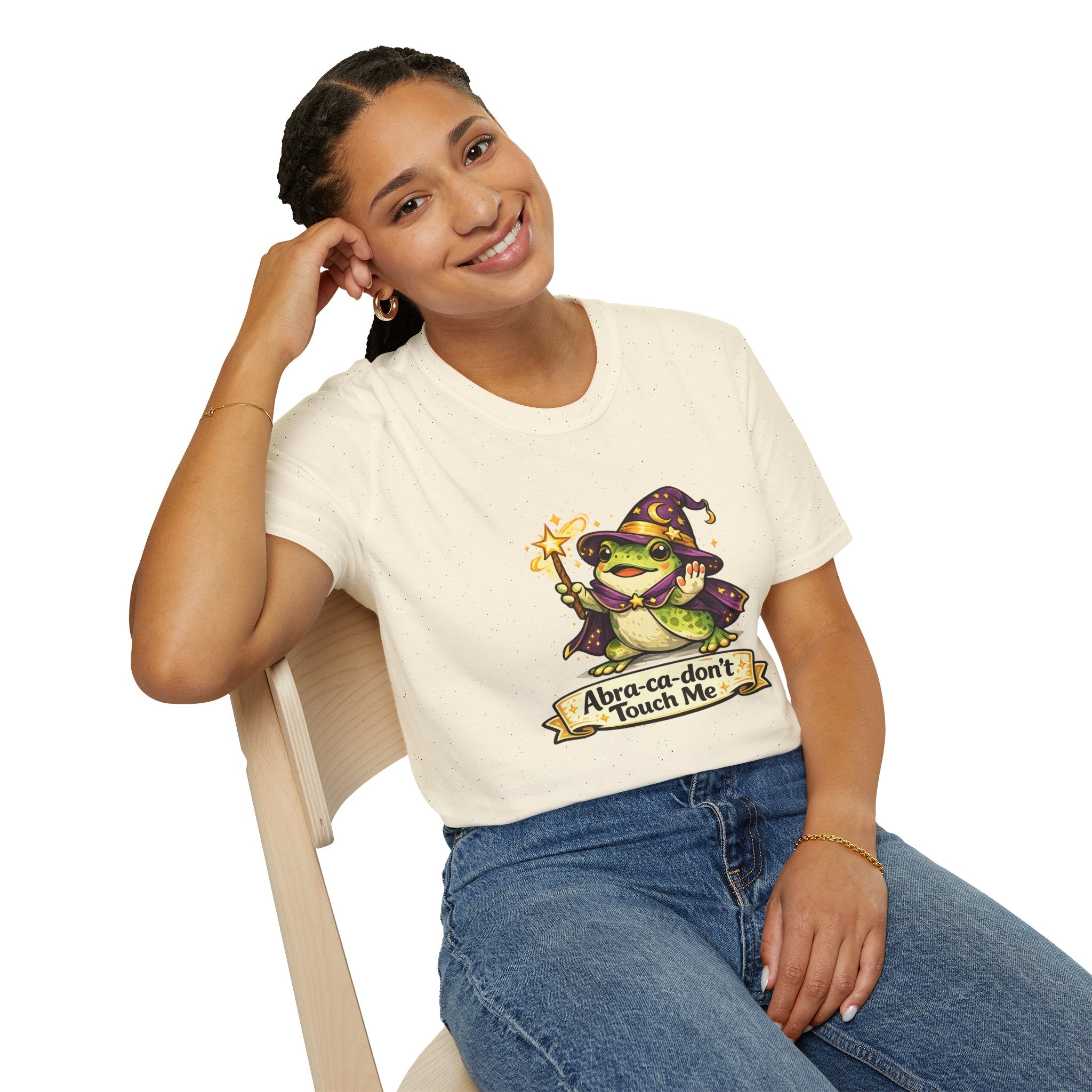 Wizard Frog T‑Shirt — “Abra‑ca‑don’t Touch Me” Cute Magic Tee