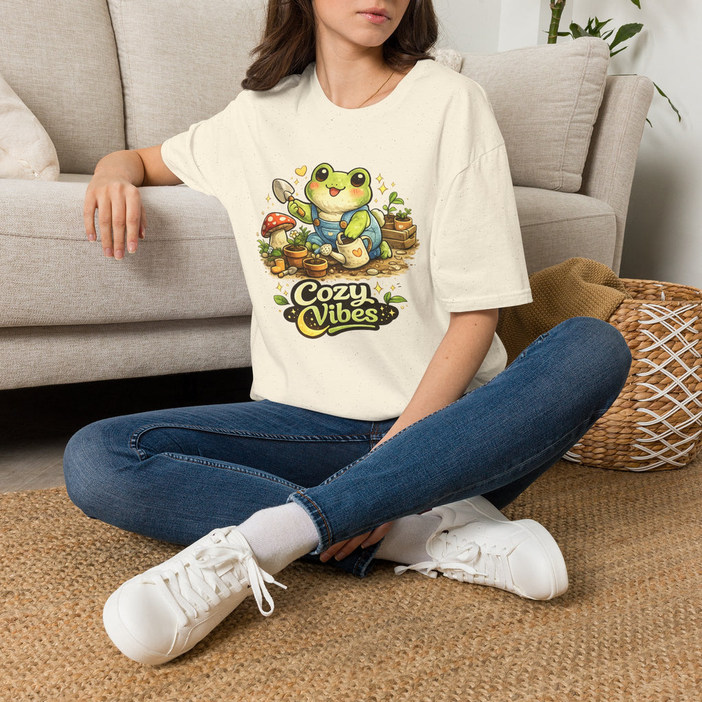 Cozy Garden Frog T-Shirt — Cute "Cozy Vibes" Gardening Tee
