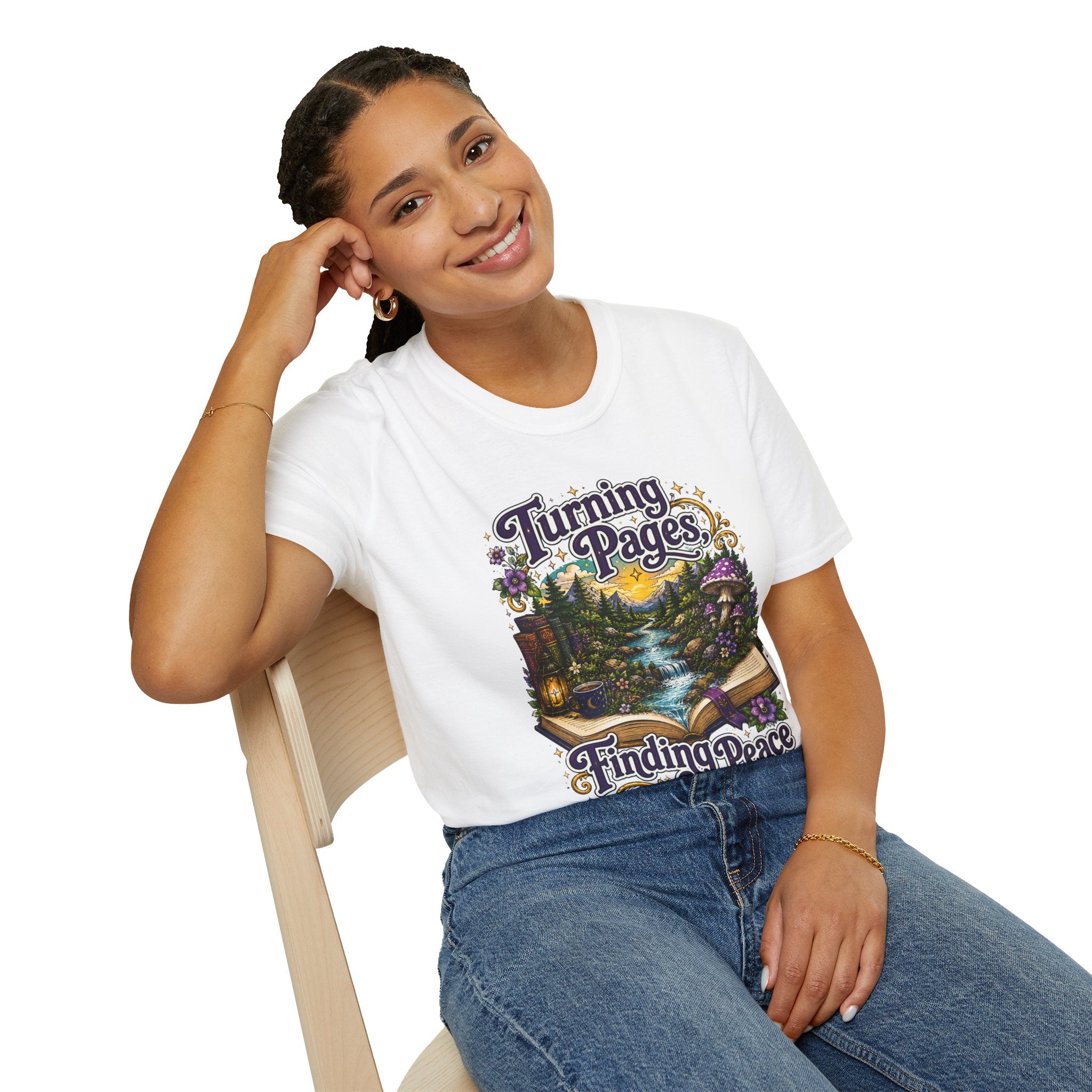 Turning Pages T‑Shirt — "Turning Pages, Finding Peace" Booklover Tee