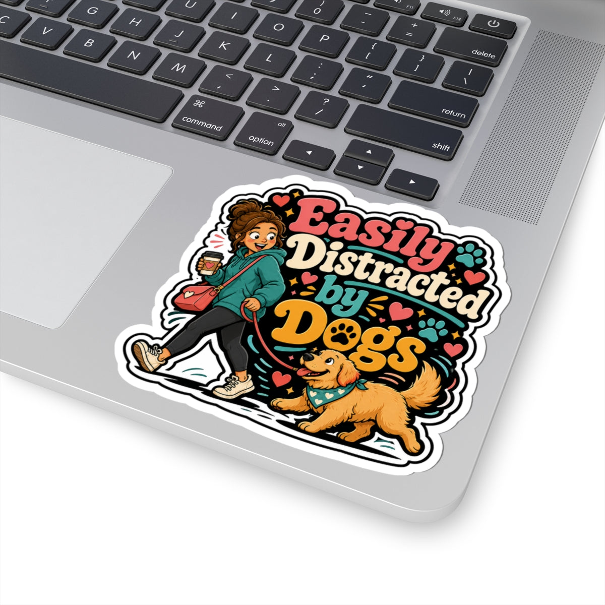 Easily Distracted by Dogs Sticker — Cute Dog Lover Vinyl Sticker