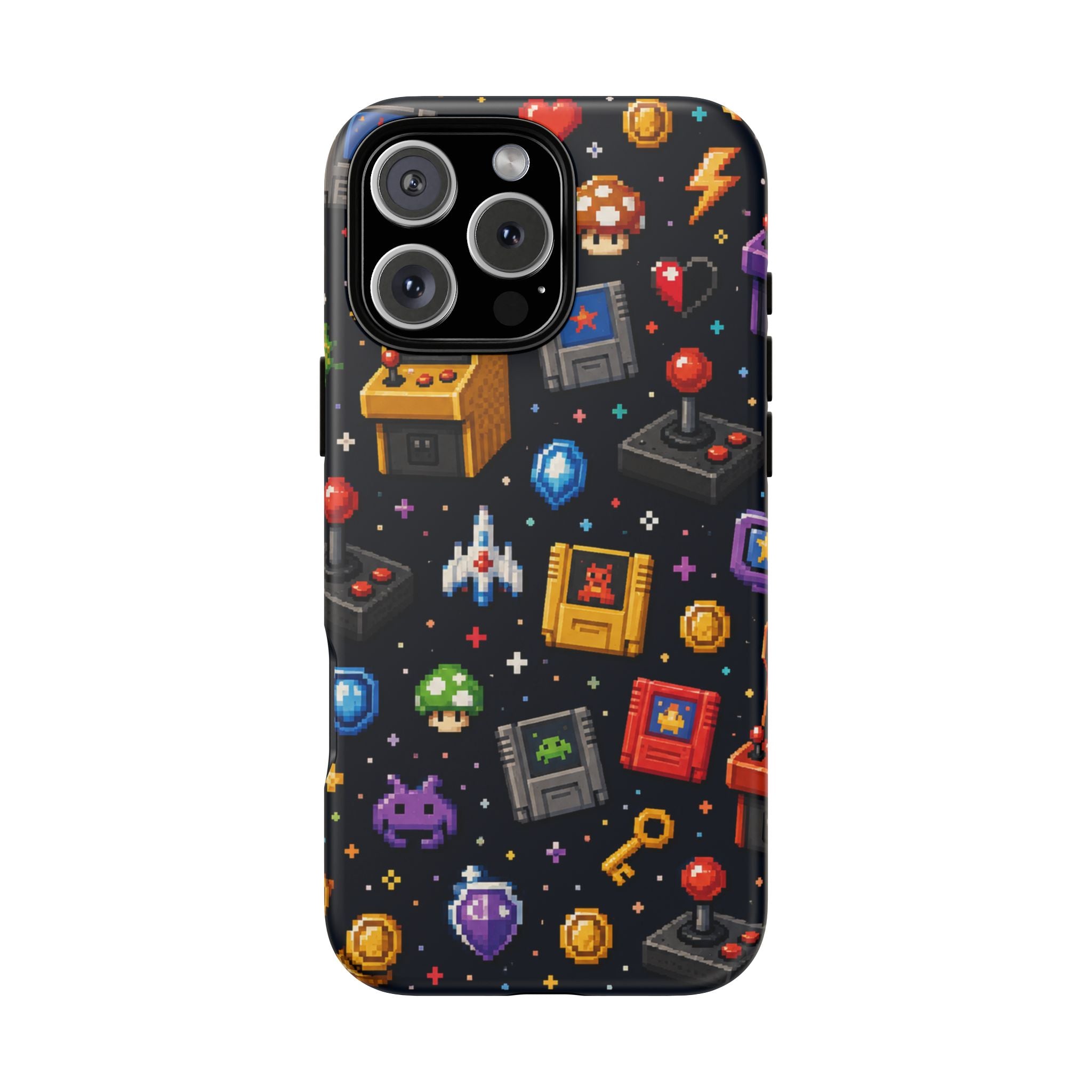 Retro Arcade Pixel Art Phone Case — Gamer Icons Pattern