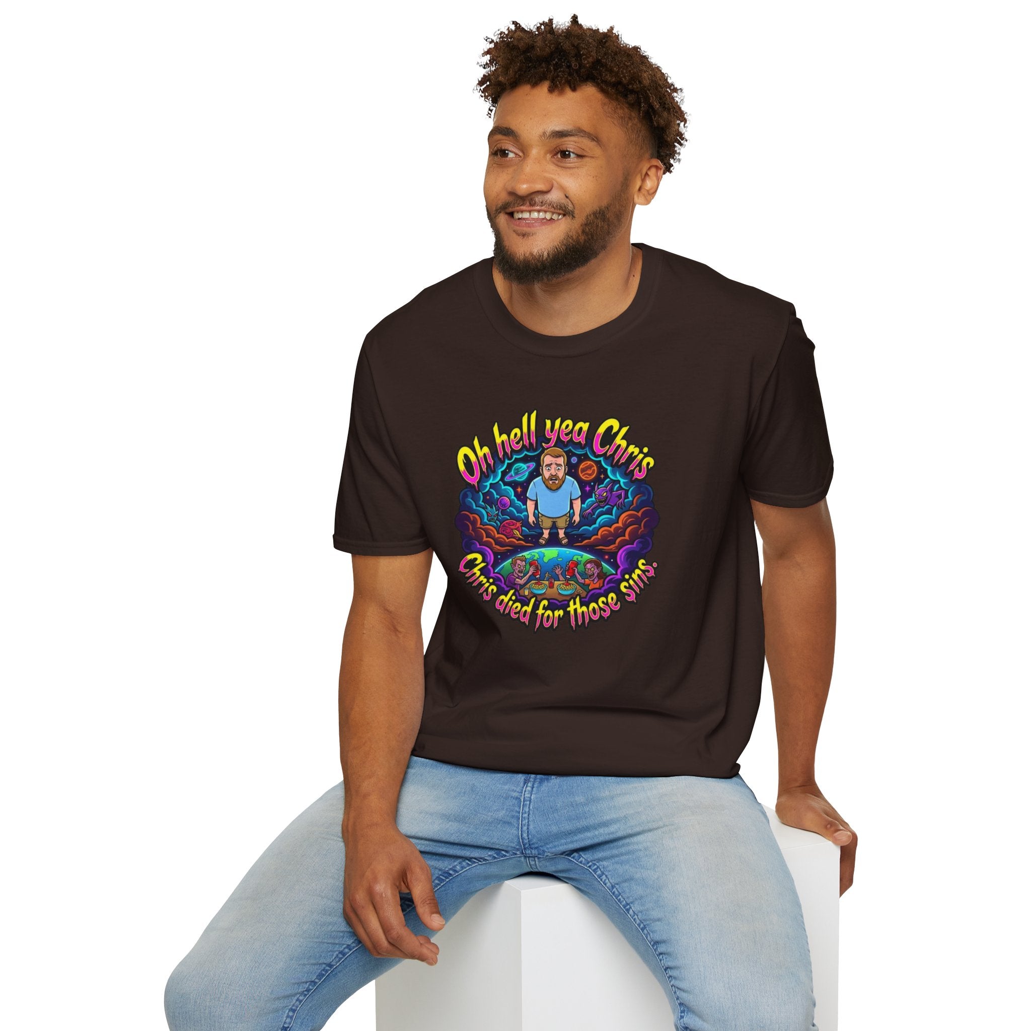 T‑Shirt — “Oh Hell Yea Chris” Retro Psychedelic Graphic Tee
