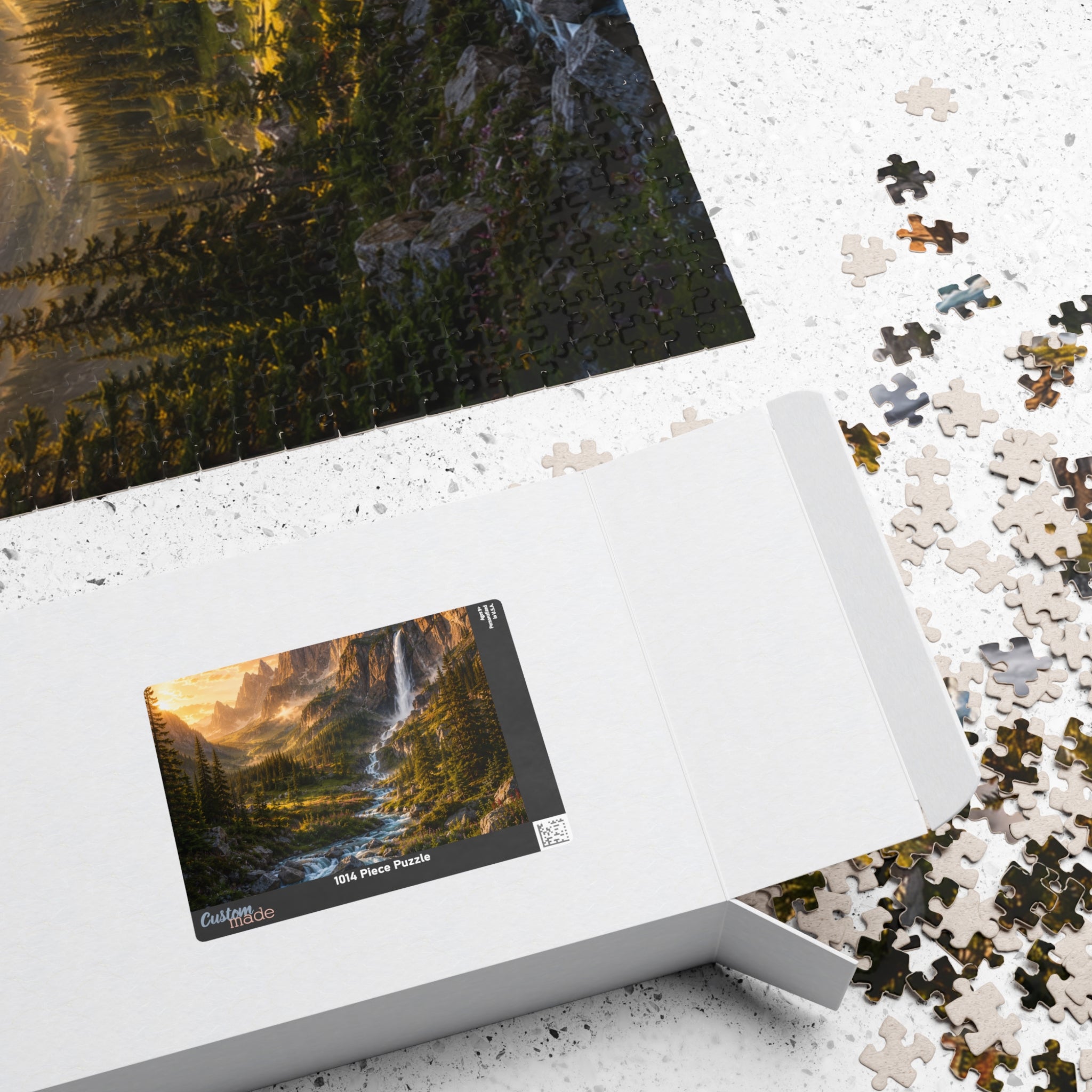 Mountain Valley Waterfall Jigsaw Puzzle — Scenic Nature Landscape Puzzle (110/252/520/1014 pcs)