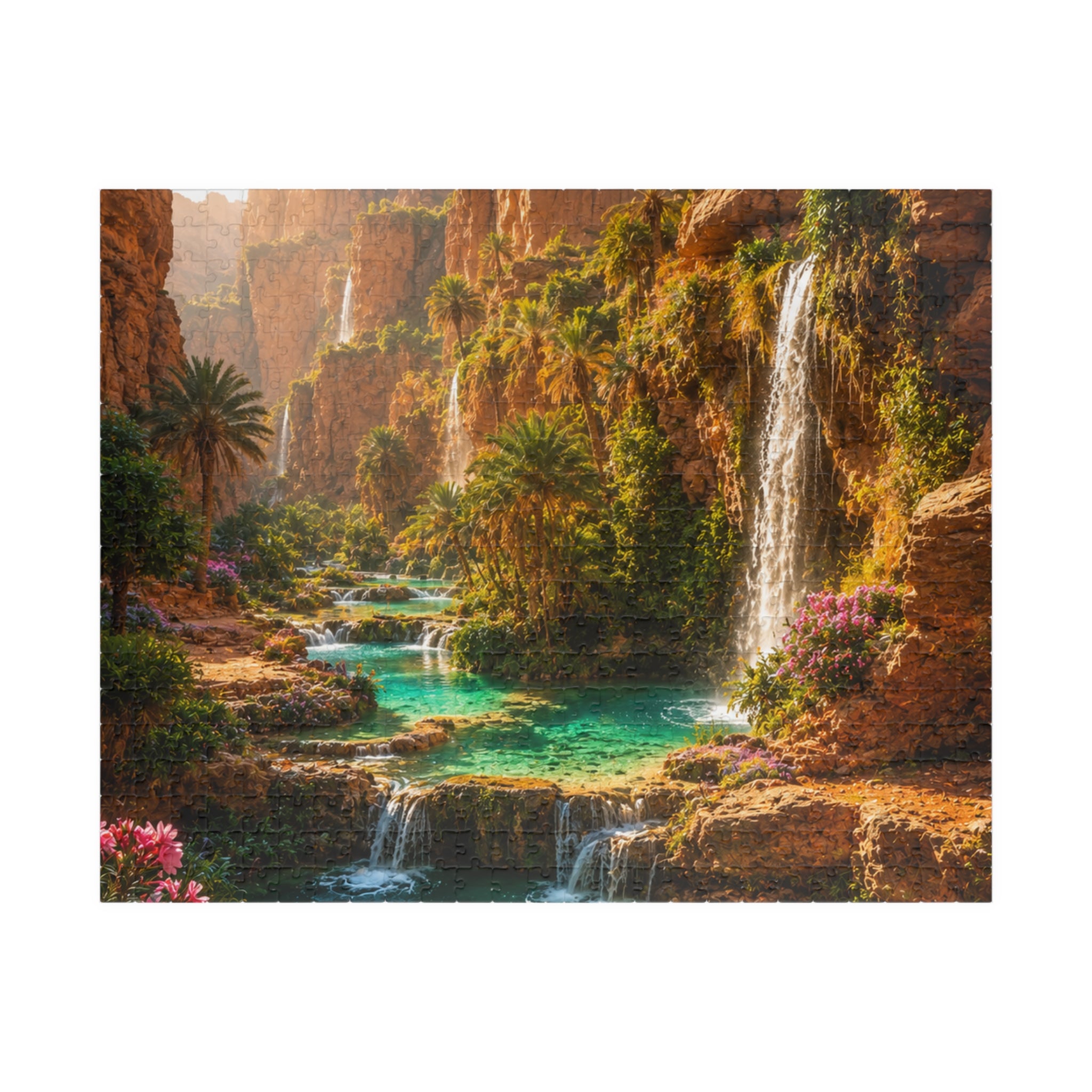 Scenic Oasis Waterfall Jigsaw Puzzle — 110/252/520/1014-Piece Landscape Puzzle