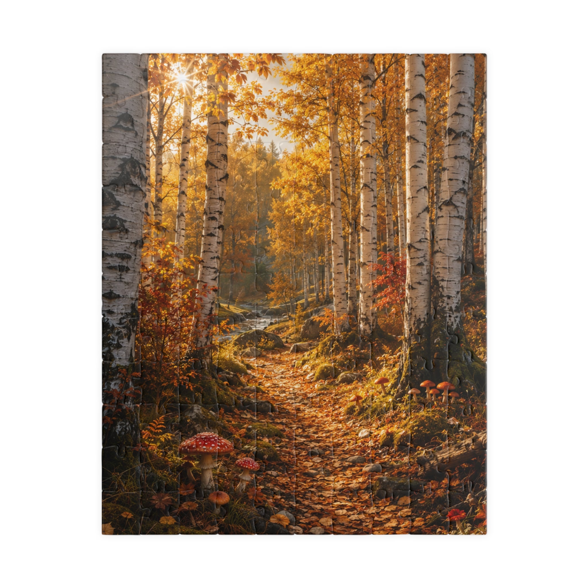 Autumn Birch Forest Puzzle — Scenic Woodland Jigsaw (110/252/520/1014 pcs)