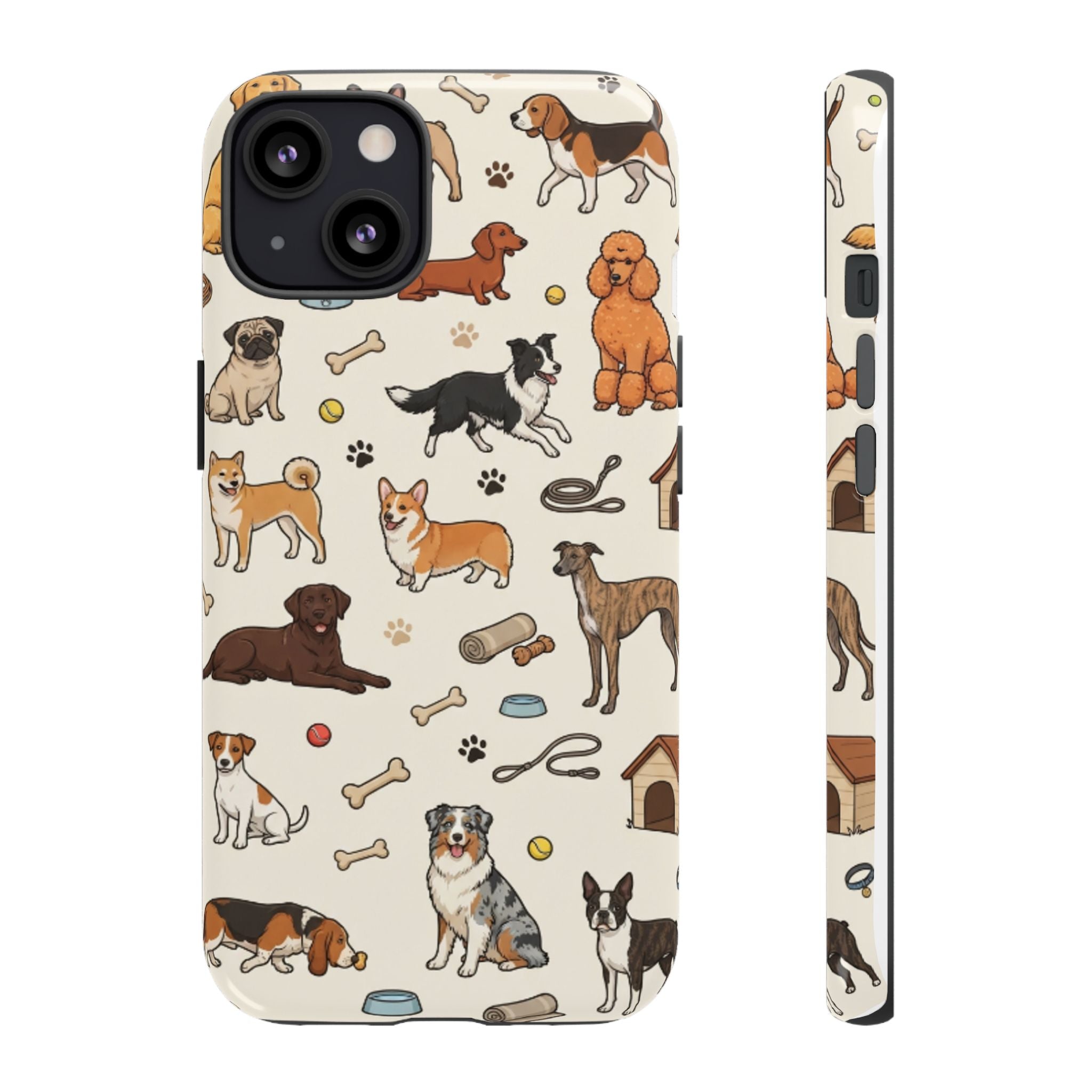 Dog Pattern Tough Phone Case — Cute Breed Collage Protective Cover