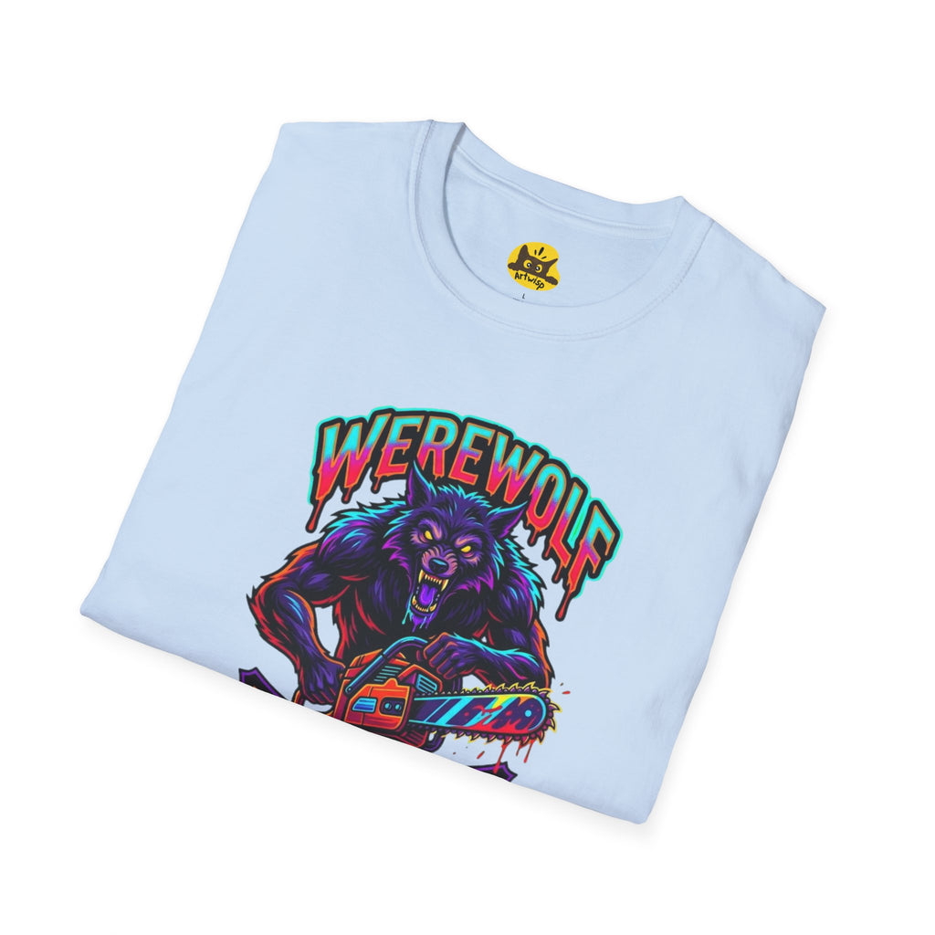 Werewolf T-Shirt — "Werewolf with a Chainsaw" Retro Horror Graphic Tee