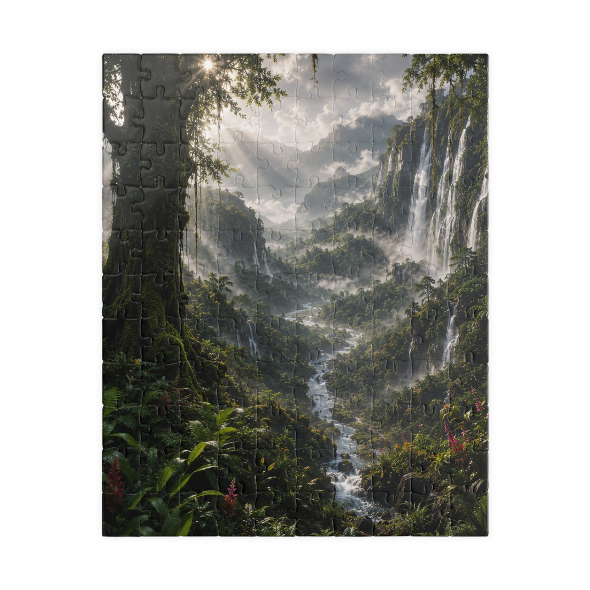 Mystic Waterfall Landscape Puzzle — Scenic Nature Jigsaw (110/252/520/1014 pc)