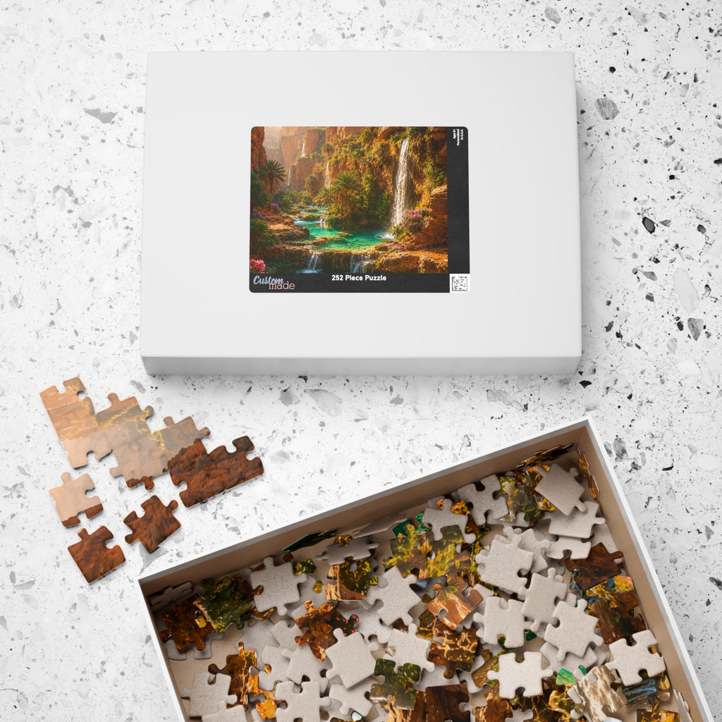 Scenic Oasis Waterfall Jigsaw Puzzle — 110/252/520/1014-Piece Landscape Puzzle