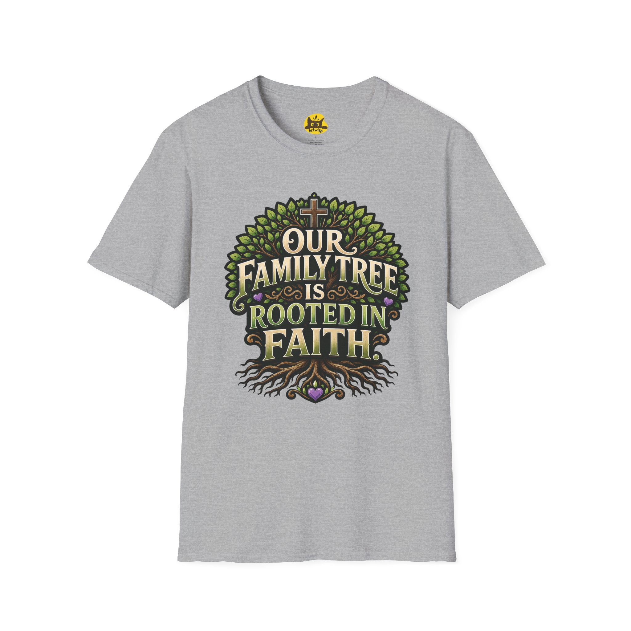 Faith Family Tree T-Shirt — "Our Family Tree Is Rooted in Faith" Christian Graphic Tee