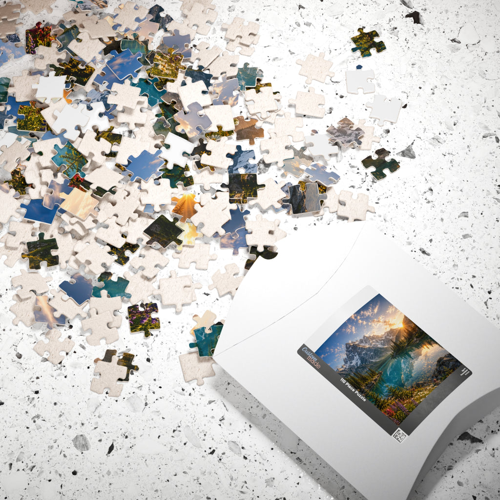 Mountain Lake Sunset Puzzle — Scenic Nature Jigsaw (110–1014 pcs)