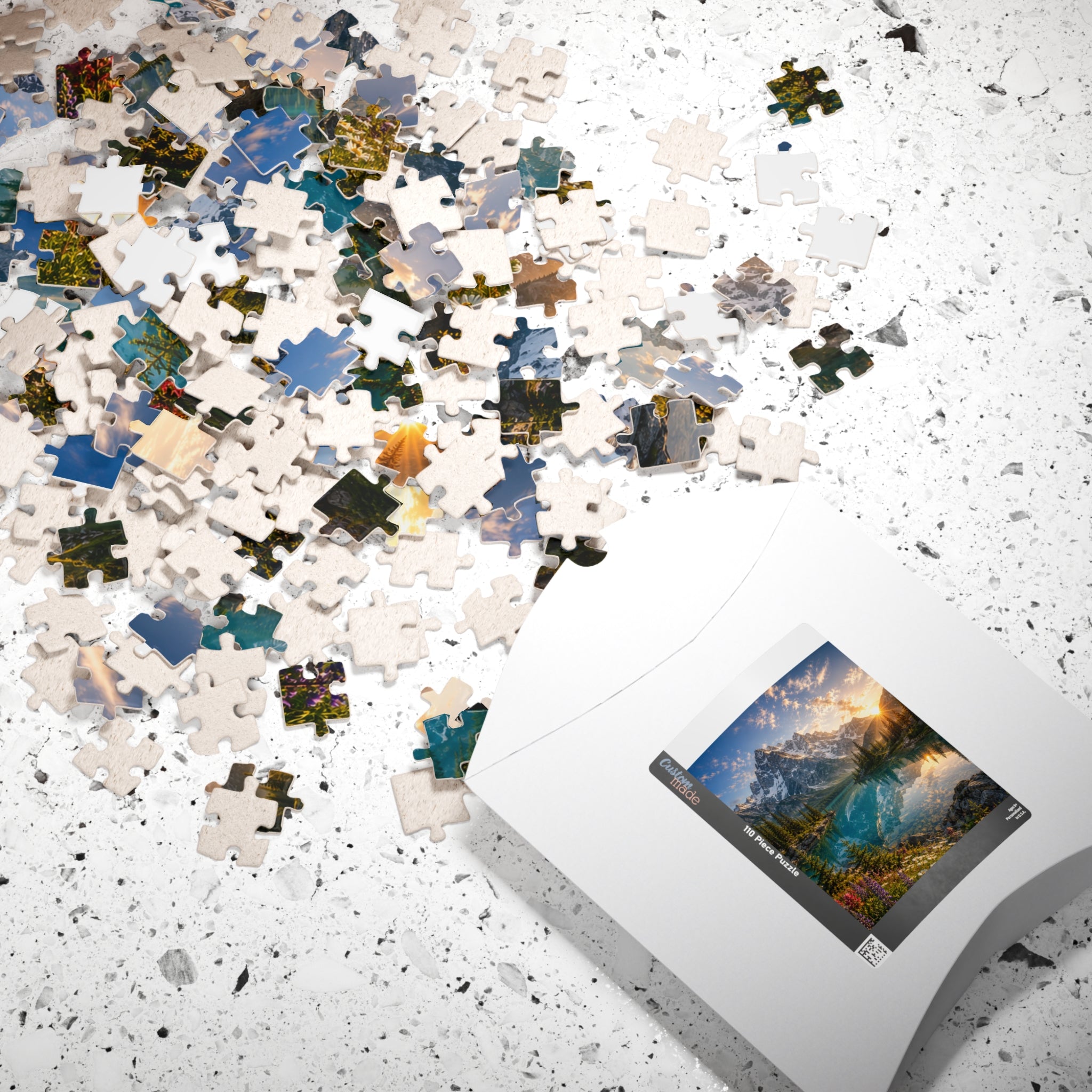 Mountain Lake Sunset Puzzle — Scenic Nature Jigsaw (110–1014 pcs)