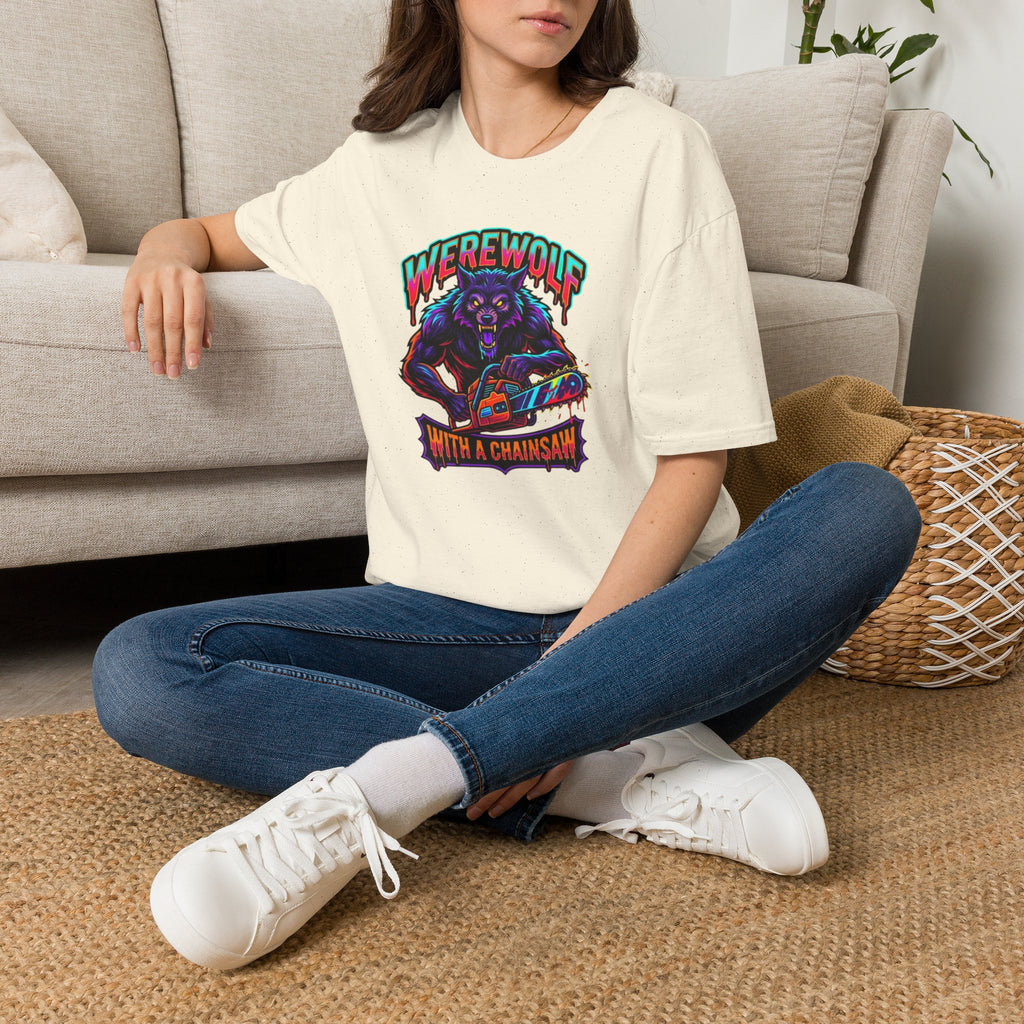 Werewolf T-Shirt — "Werewolf with a Chainsaw" Retro Horror Graphic Tee