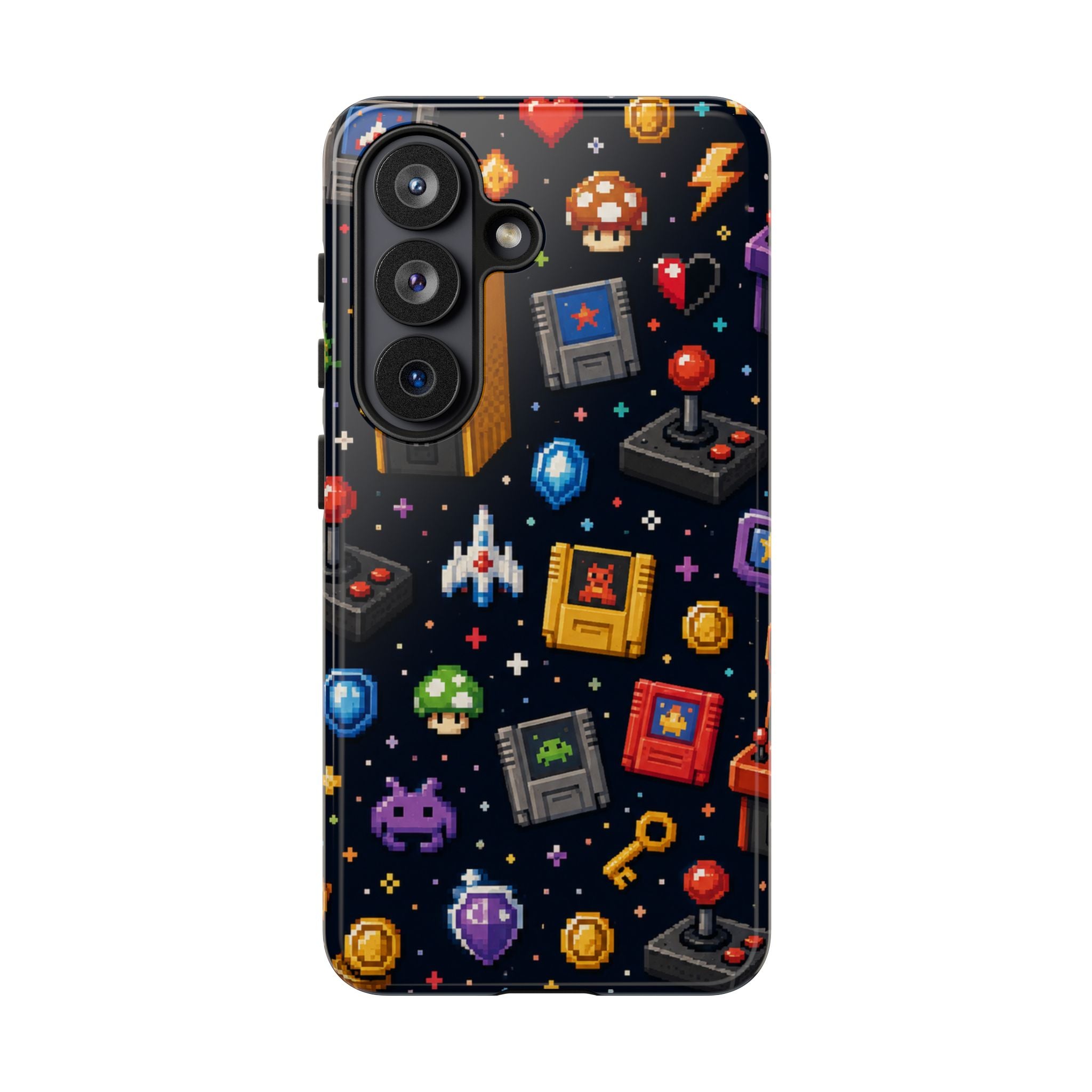 Retro Arcade Pixel Art Phone Case — Gamer Icons Pattern