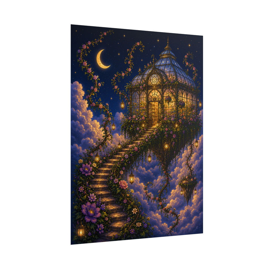 Rolled Poster — Enchanted Moonlit Stairway Fantasy Art Print