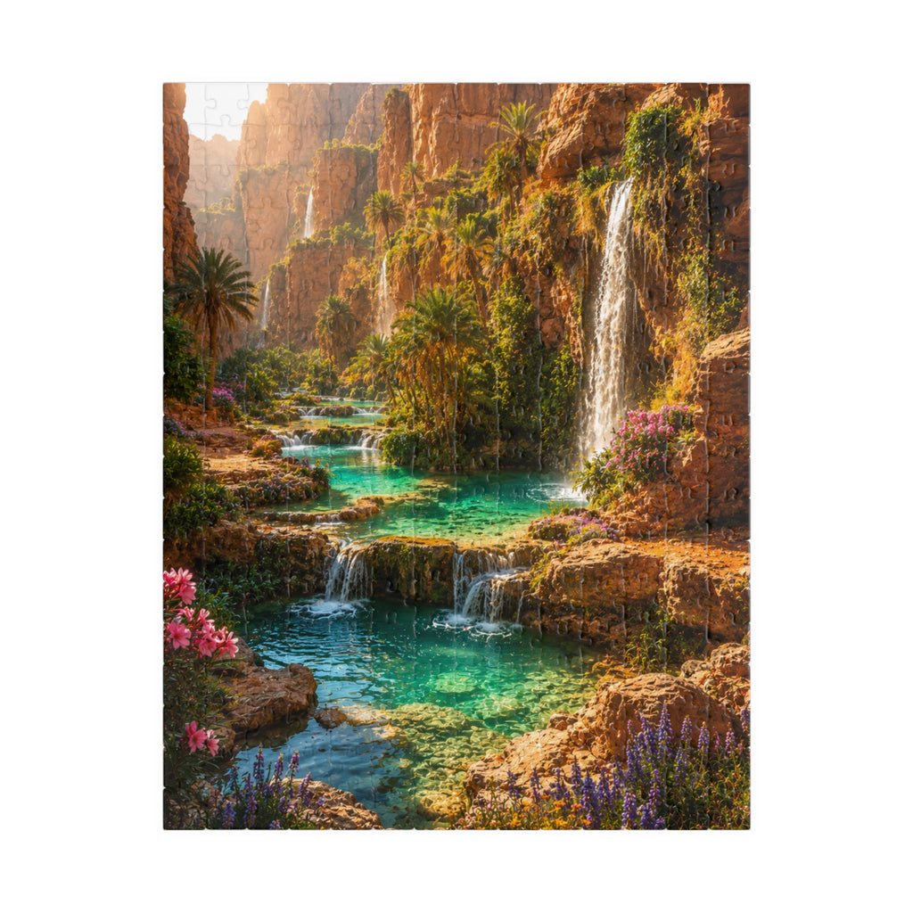 Scenic Oasis Waterfall Jigsaw Puzzle — 110/252/520/1014-Piece Landscape Puzzle