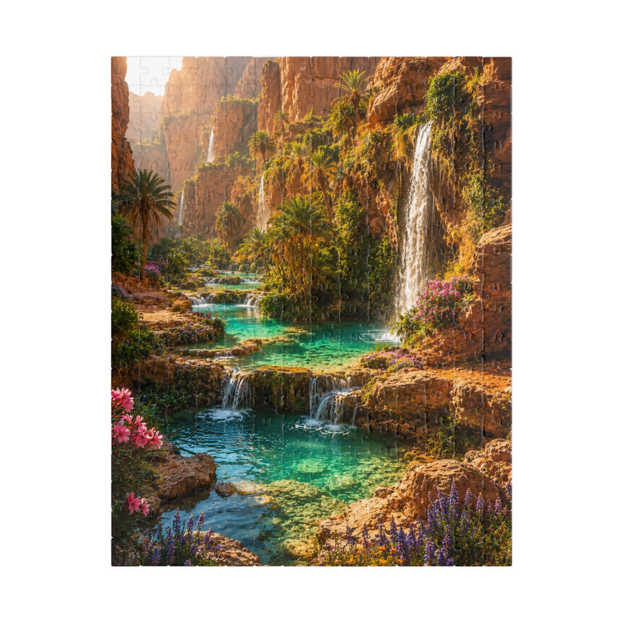 Scenic Oasis Waterfall Jigsaw Puzzle — 110/252/520/1014-Piece Landscape Puzzle