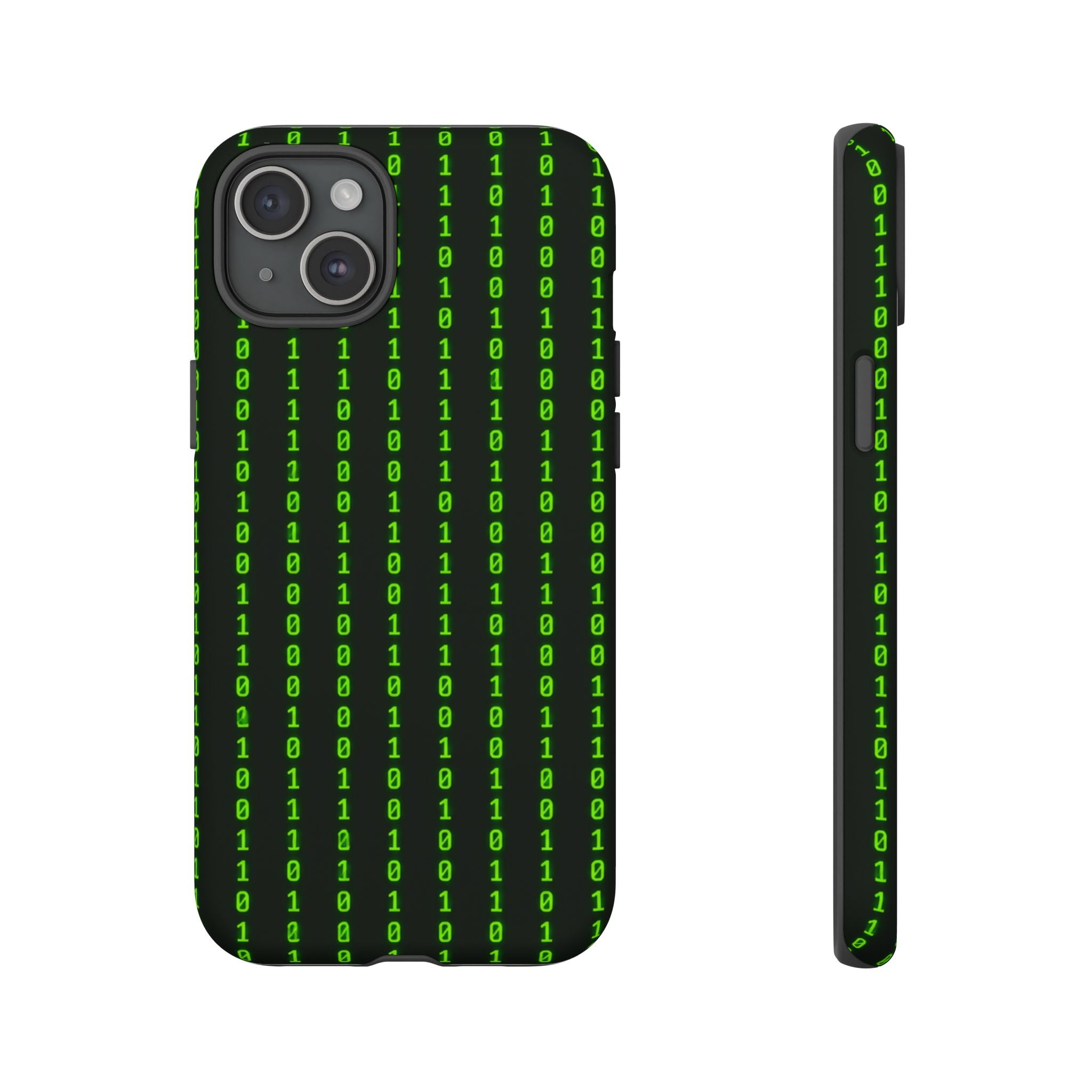 Coder Phone Case — Matrix Binary Code Green on Black Tough Case