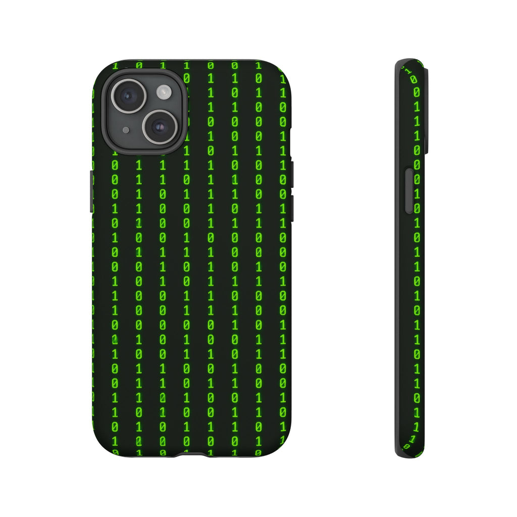 Coder Phone Case — Matrix Binary Code Green on Black Tough Case