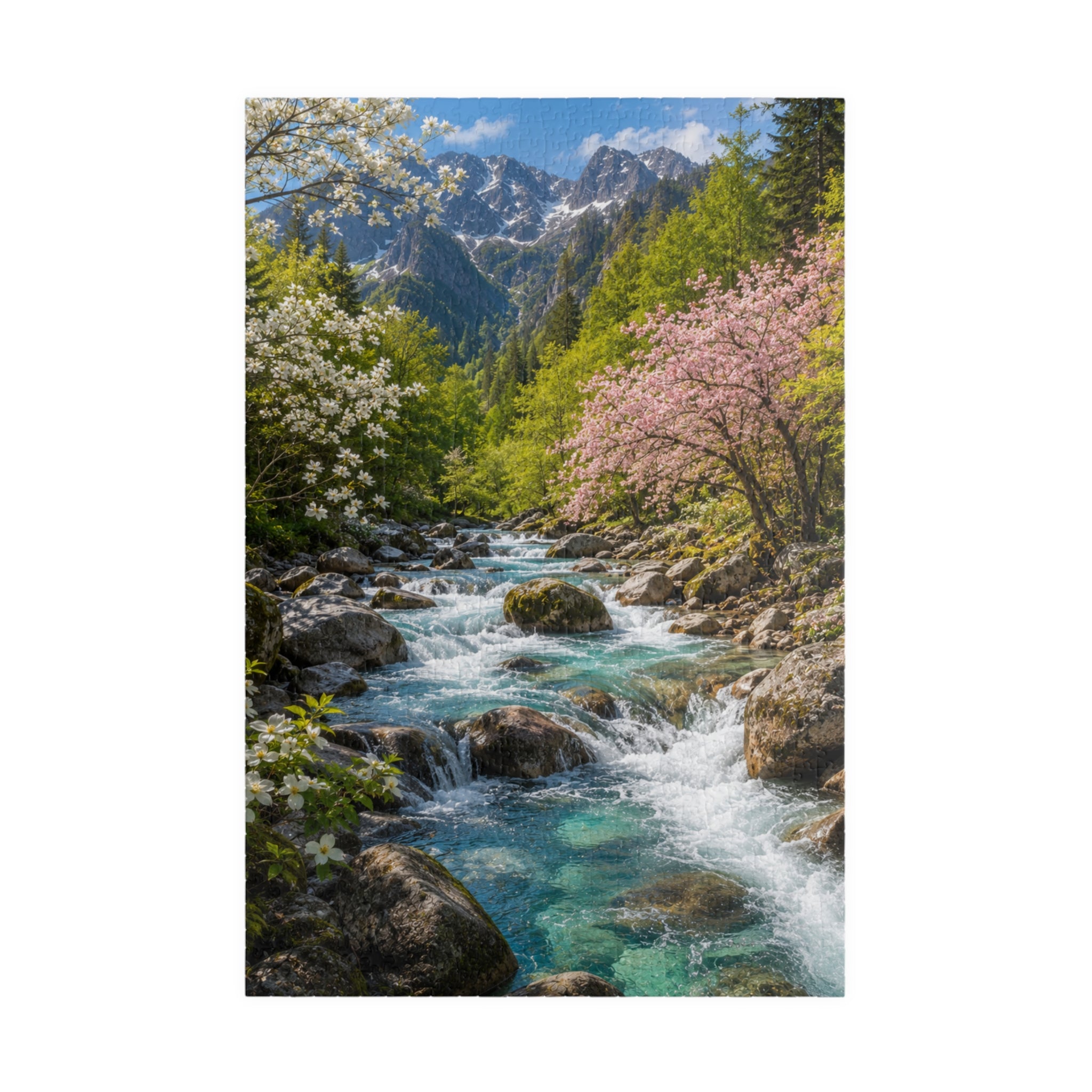Mountain Spring River Puzzle — Scenic Nature Jigsaw (110/252/520/1014 pcs)
