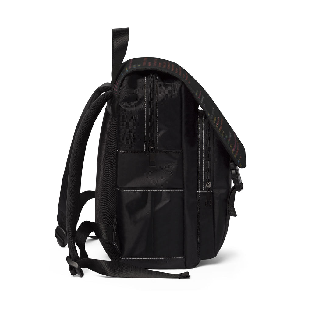 Coder Mom Shoulder Backpack — Black Casual Shoulder Bag with Code Print