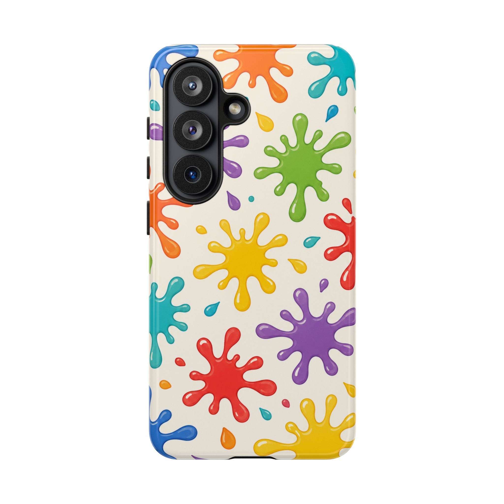 Colorful Paint Splat Phone Case — Protective Tough Case with Bright Rainbow Splatter Design