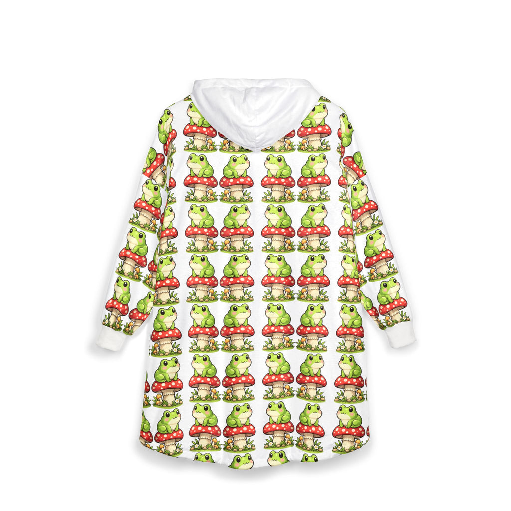 Frogs & Mushrooms Hooded Blanket – Cozy Animal Pattern Throw Hoodie for Kids & Adults