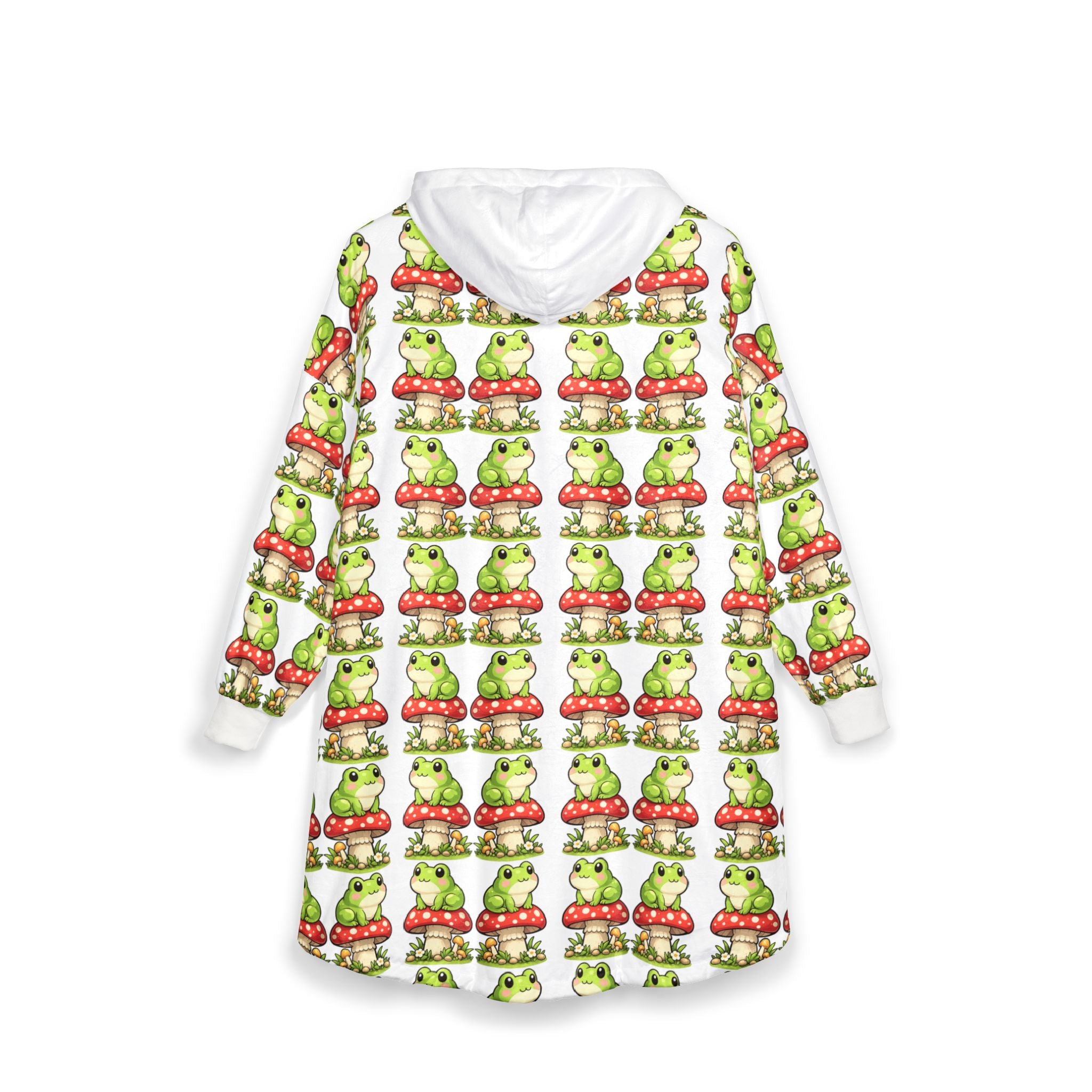 Frogs & Mushrooms Hooded Blanket – Cozy Animal Pattern Throw Hoodie for Kids & Adults