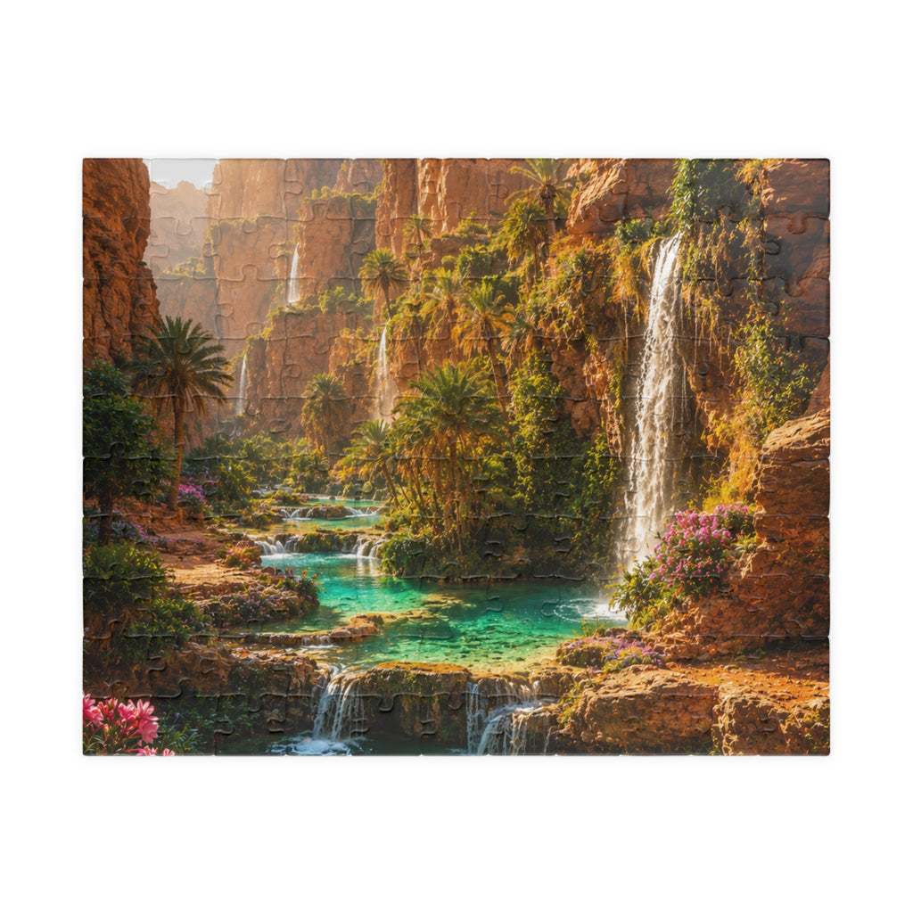 Scenic Oasis Waterfall Jigsaw Puzzle — 110/252/520/1014-Piece Landscape Puzzle