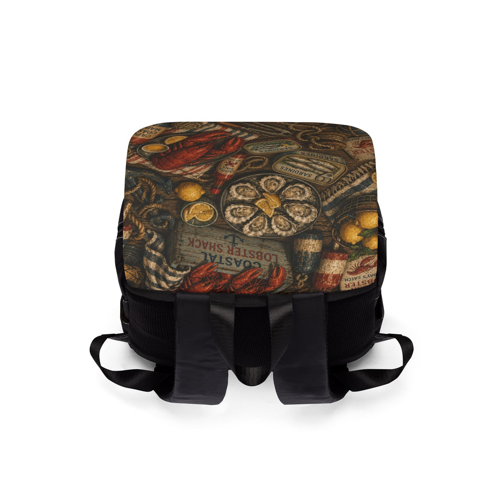 Coastal Seafood Market Vintage Art Shoulder Backpack
