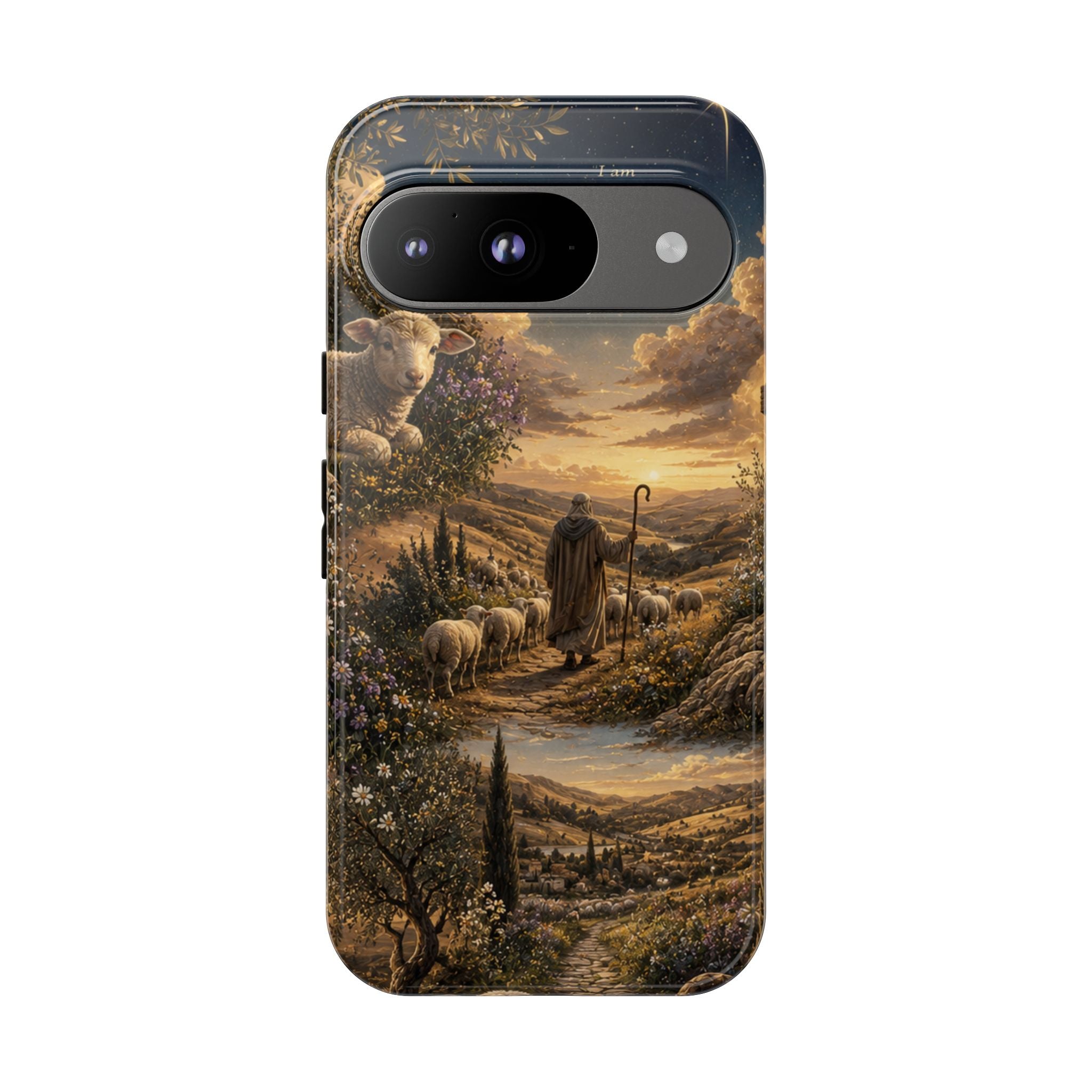Tough Phone Case — Shepherd & Lamb Scenic Christian Scripture Design ("The good shepherd...")