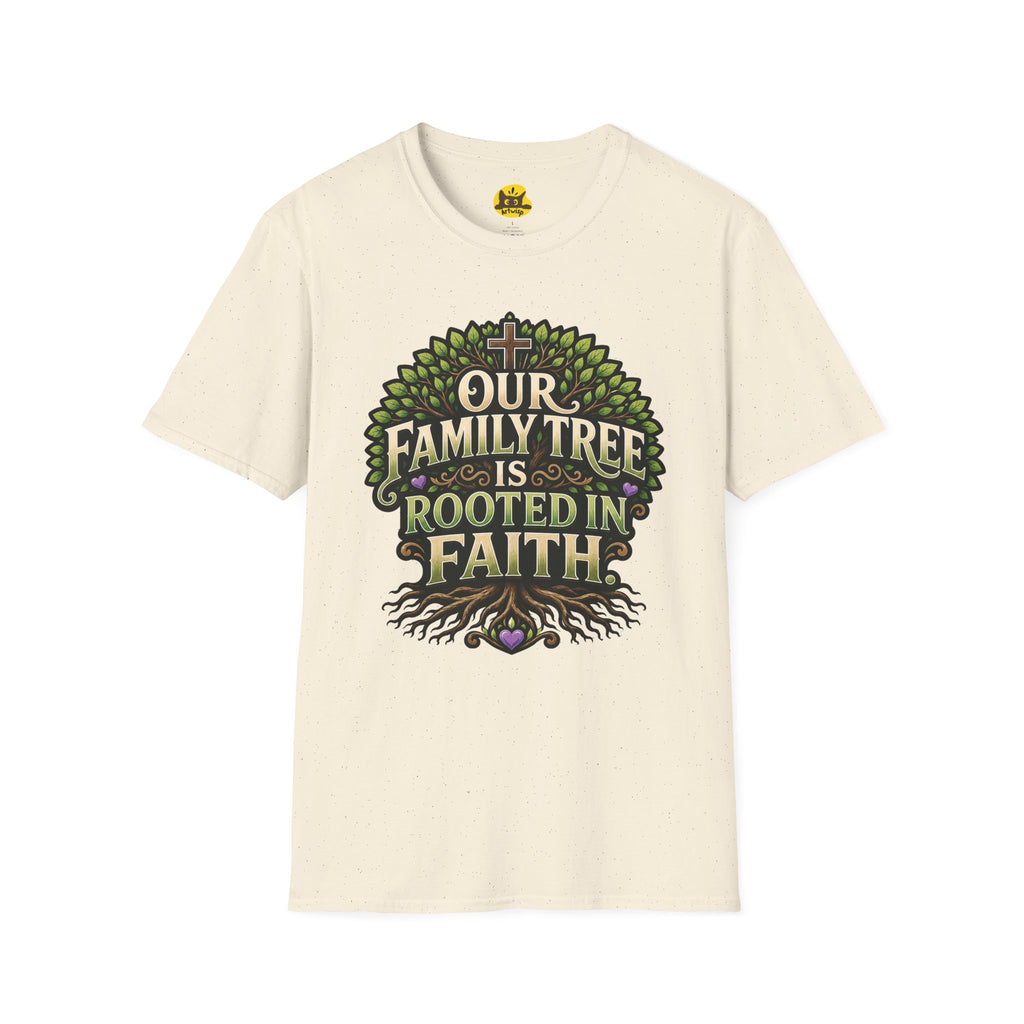 Faith Family Tree T-Shirt — "Our Family Tree Is Rooted in Faith" Christian Graphic Tee