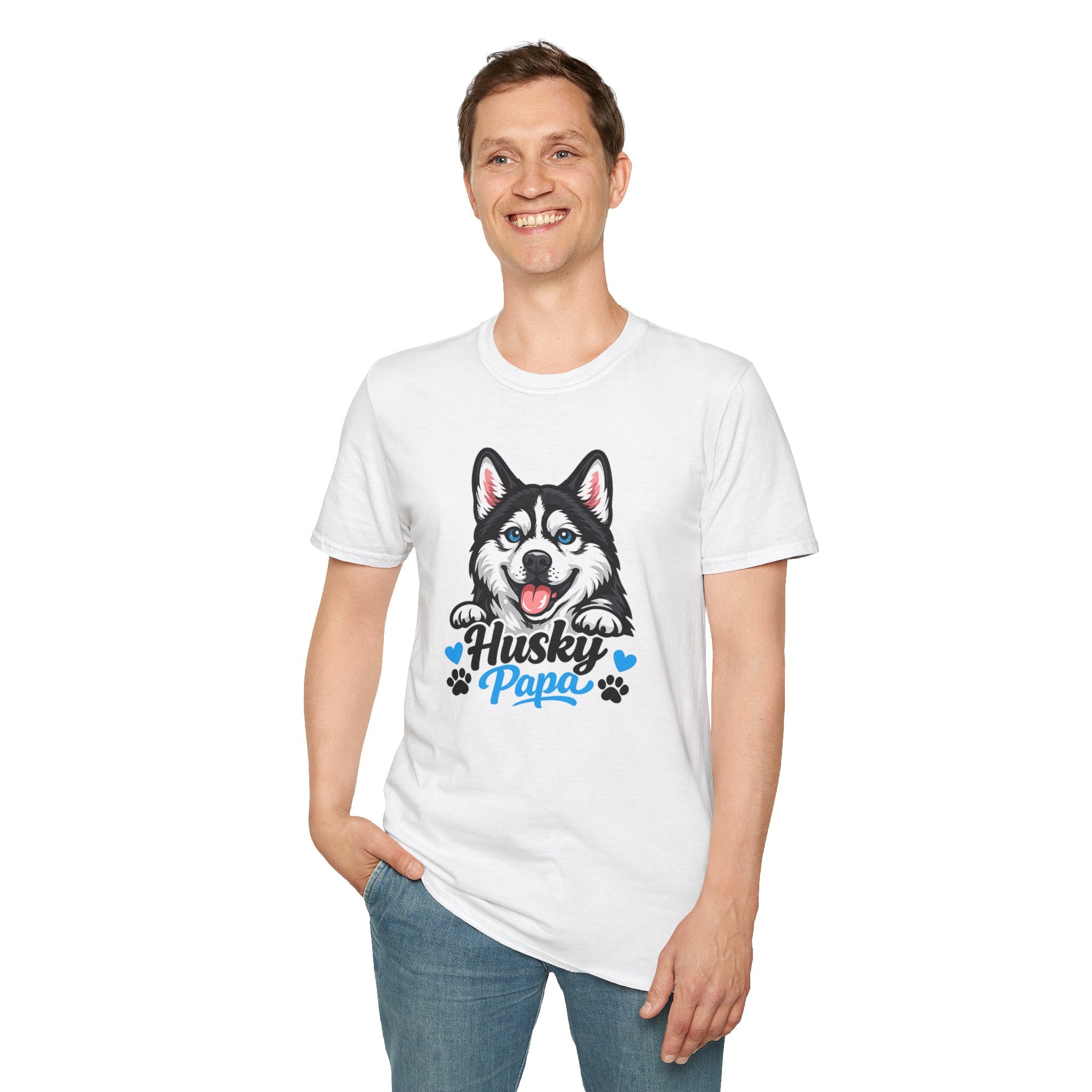 Husky Papa T-Shirt — Cute Siberian Husky Graphic Tee for Dog Dads