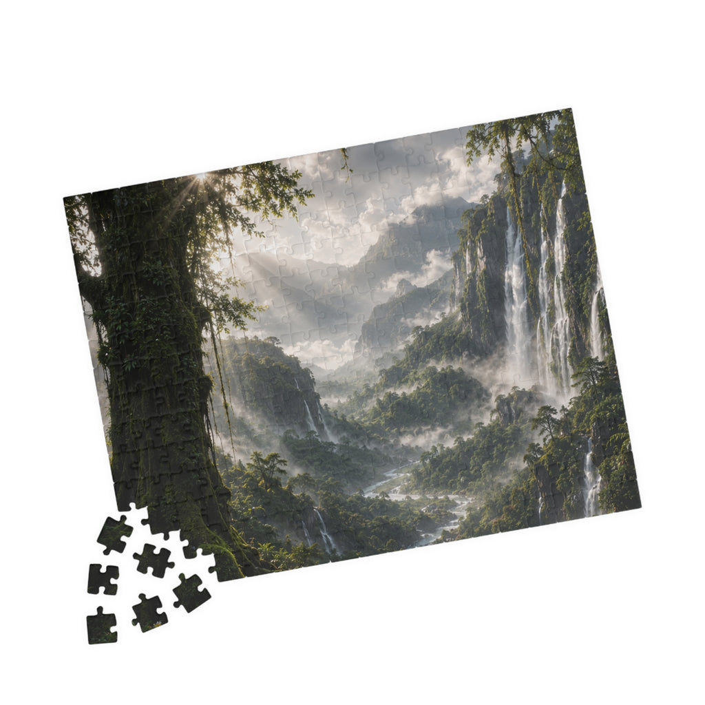 Mystic Waterfall Landscape Puzzle — Scenic Nature Jigsaw (110/252/520/1014 pc)