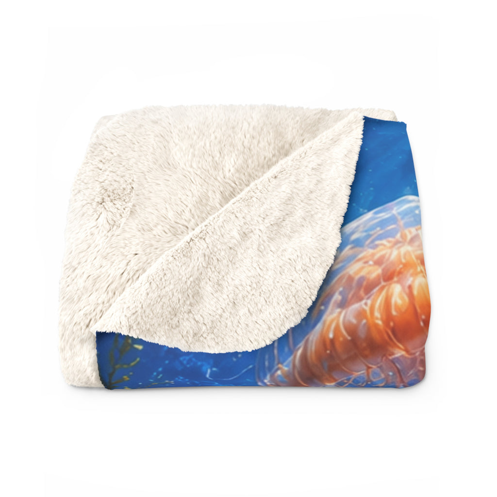Jellyfish Ocean Sherpa Fleece Blanket — Cozy Underwater Glow Throw