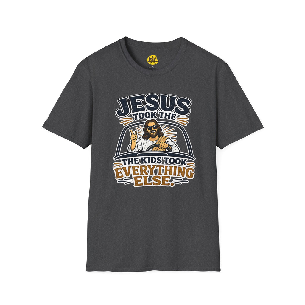Jesus Took The Wheel T‑Shirt — "Jesus Took The Kids Took Everything Else" Christian Graphic Tee