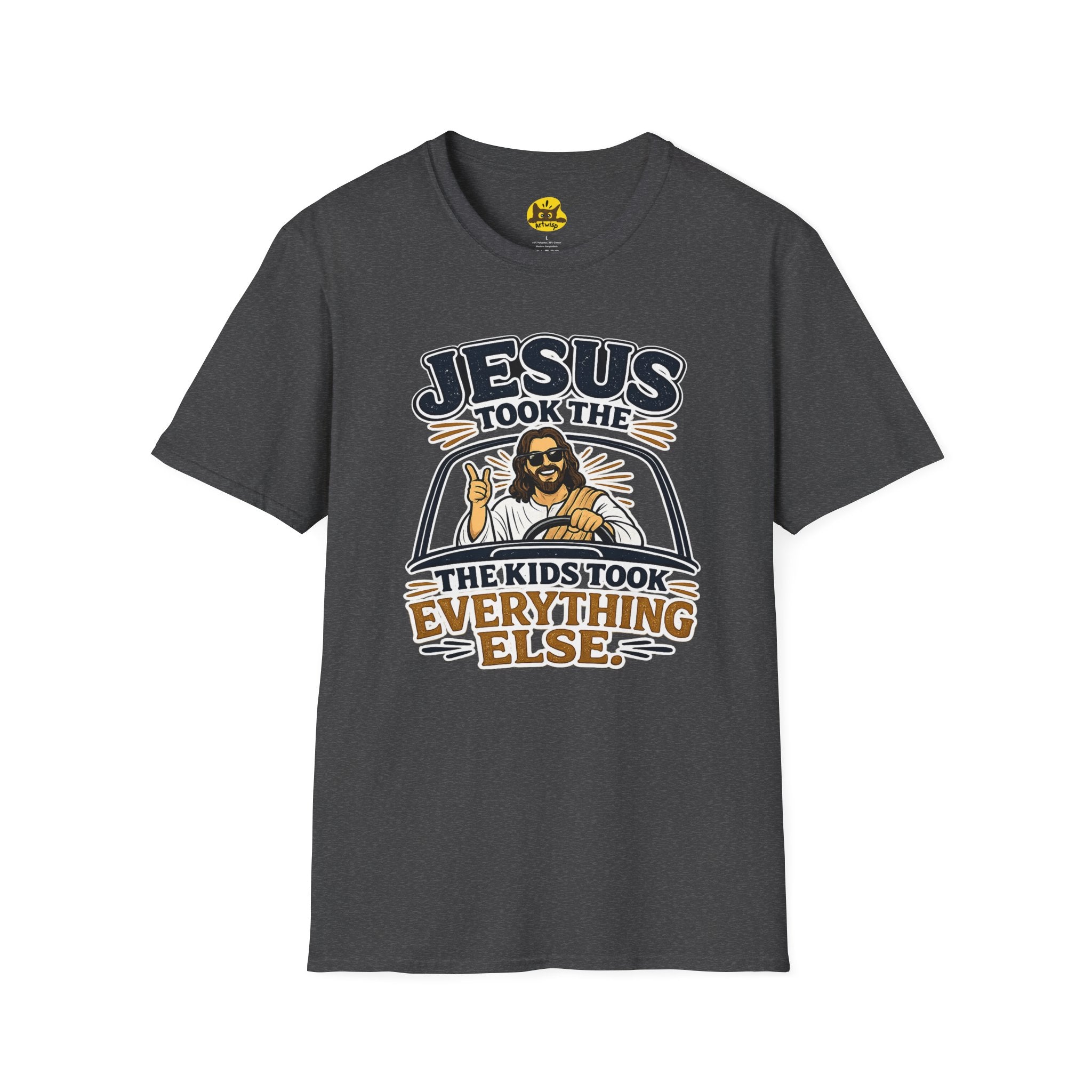 Jesus Took The Wheel T‑Shirt — "Jesus Took The Kids Took Everything Else" Christian Graphic Tee