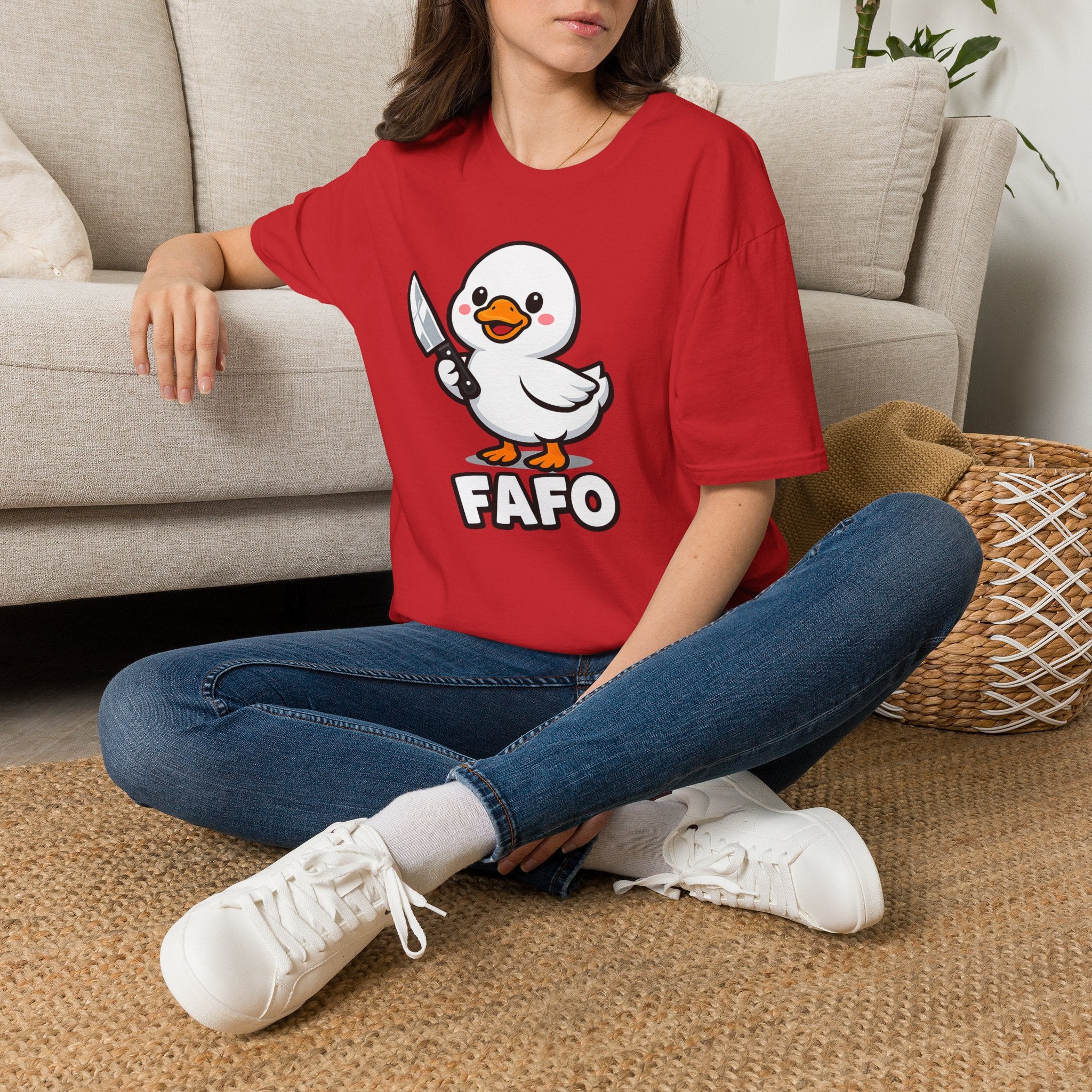 Duck with Knife T-Shirt – Cute FAFO Graphic Tee