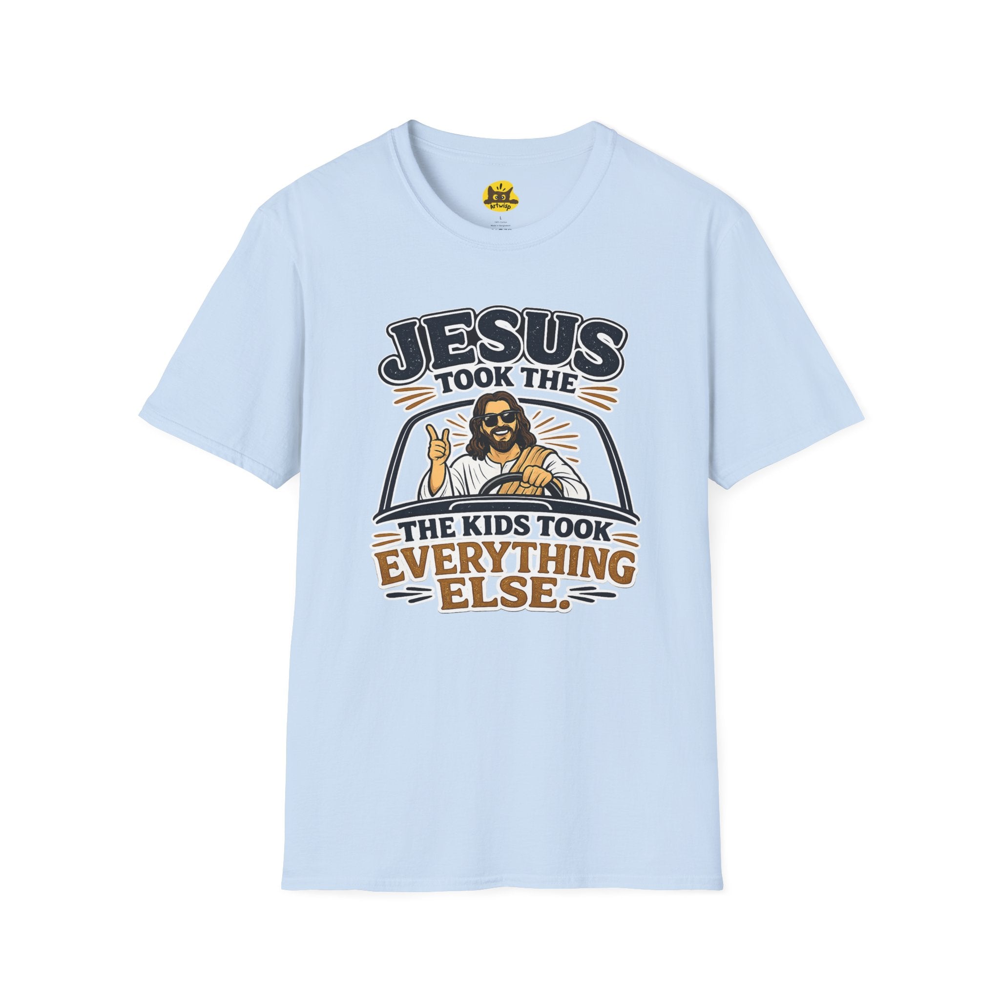 Jesus Took The Wheel T‑Shirt — "Jesus Took The Kids Took Everything Else" Christian Graphic Tee