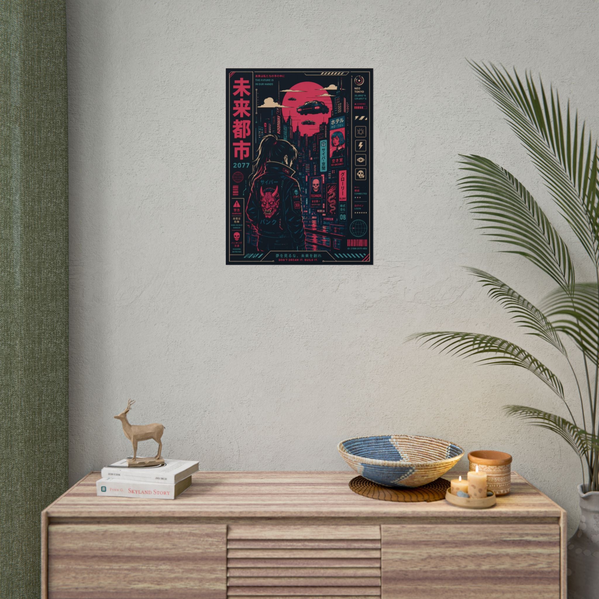 Cyberpunk City Rolled Poster — Neon Dystopia Wall Art